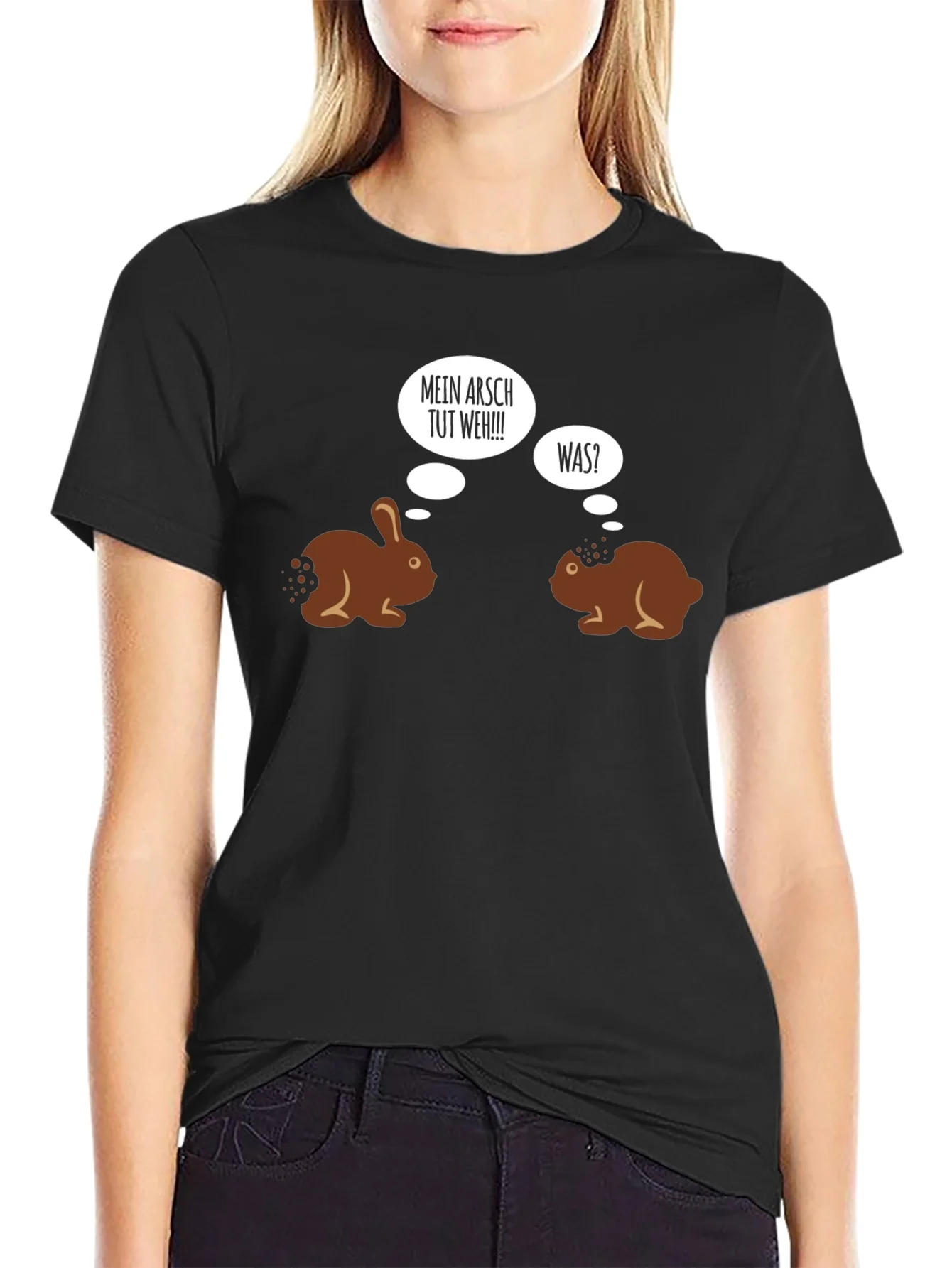Camiseta Negra Humor Conejos de Chocolate