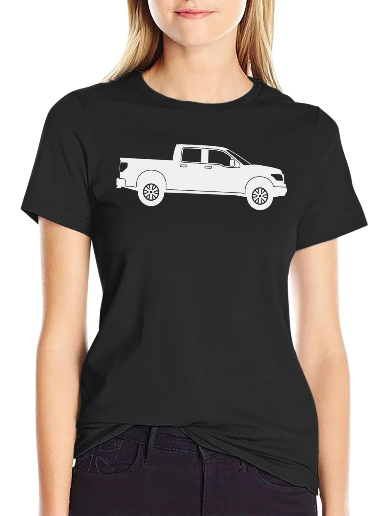 Camiseta Negra con Dise?o de Camioneta Pickup