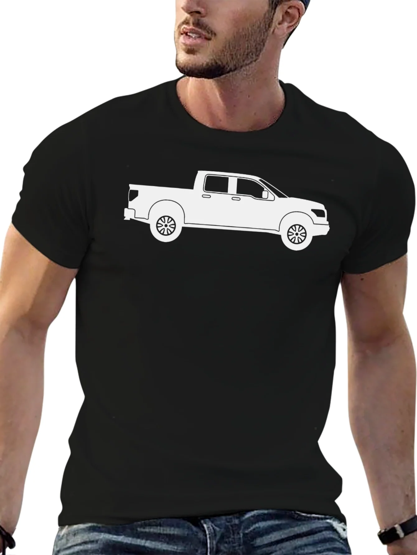 Camiseta Negra con Dise?o de Camioneta Pickup