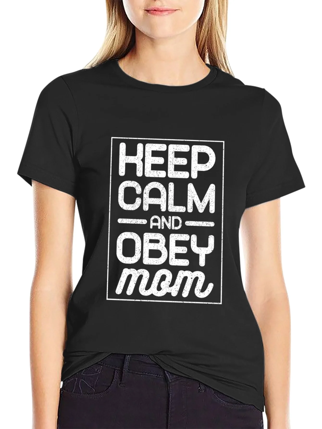 Camiseta Negra Keep Calm and Obey Mom