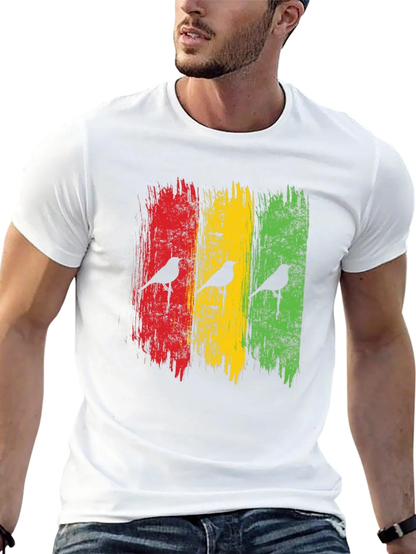 Camiseta Hombre Dise?o Rastafari Aves