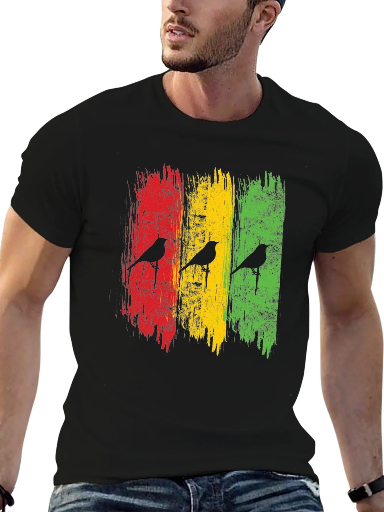 Camiseta Hombre Dise?o Rastafari Aves