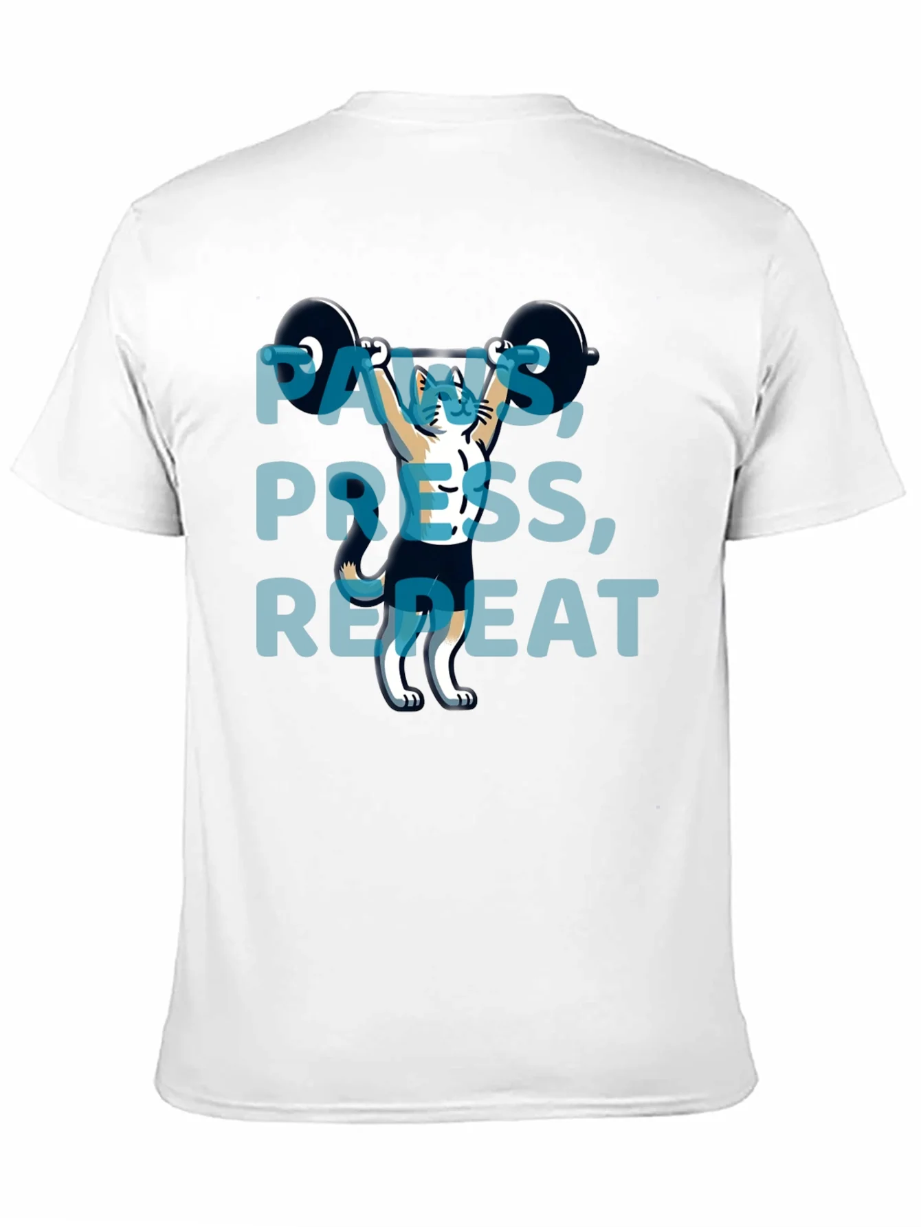 Rebbecca Paws Press Repeat Weightlifting Cat Graphic T-Shirt