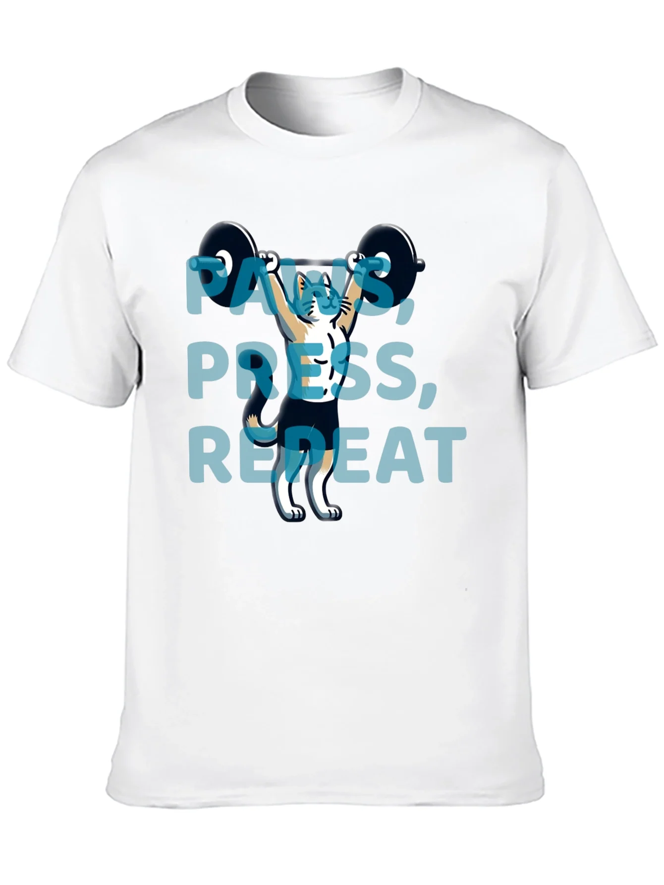 Rebbecca Paws Press Repeat Weightlifting Cat Graphic T-Shirt