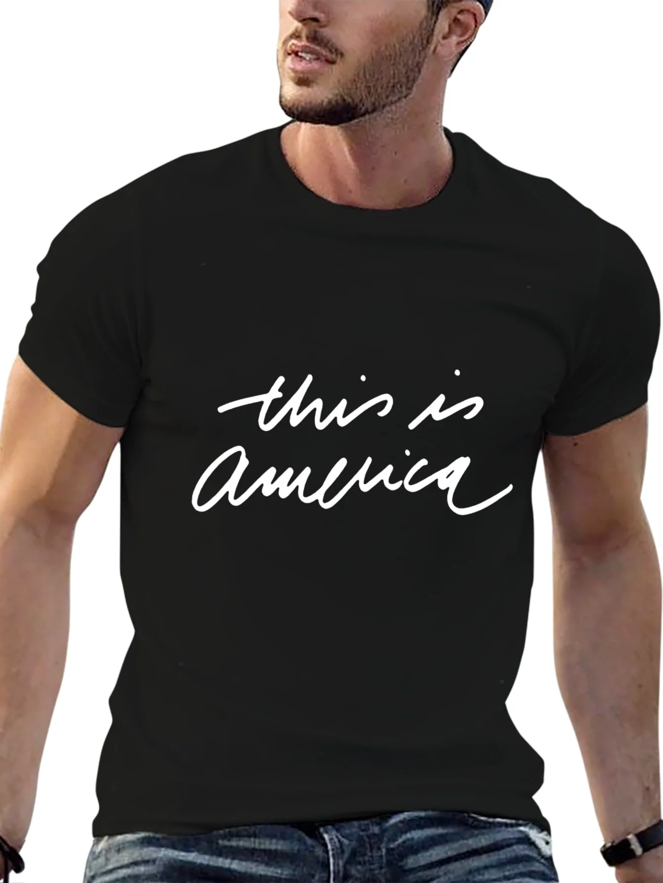 Camiseta Negra This is America Casual y C¨®moda