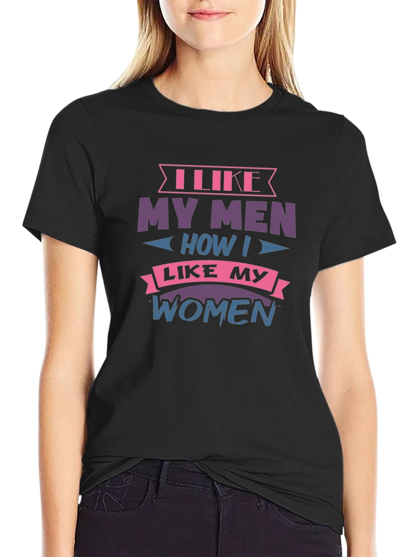 Camiseta Negra con Dise?o I Like My Men