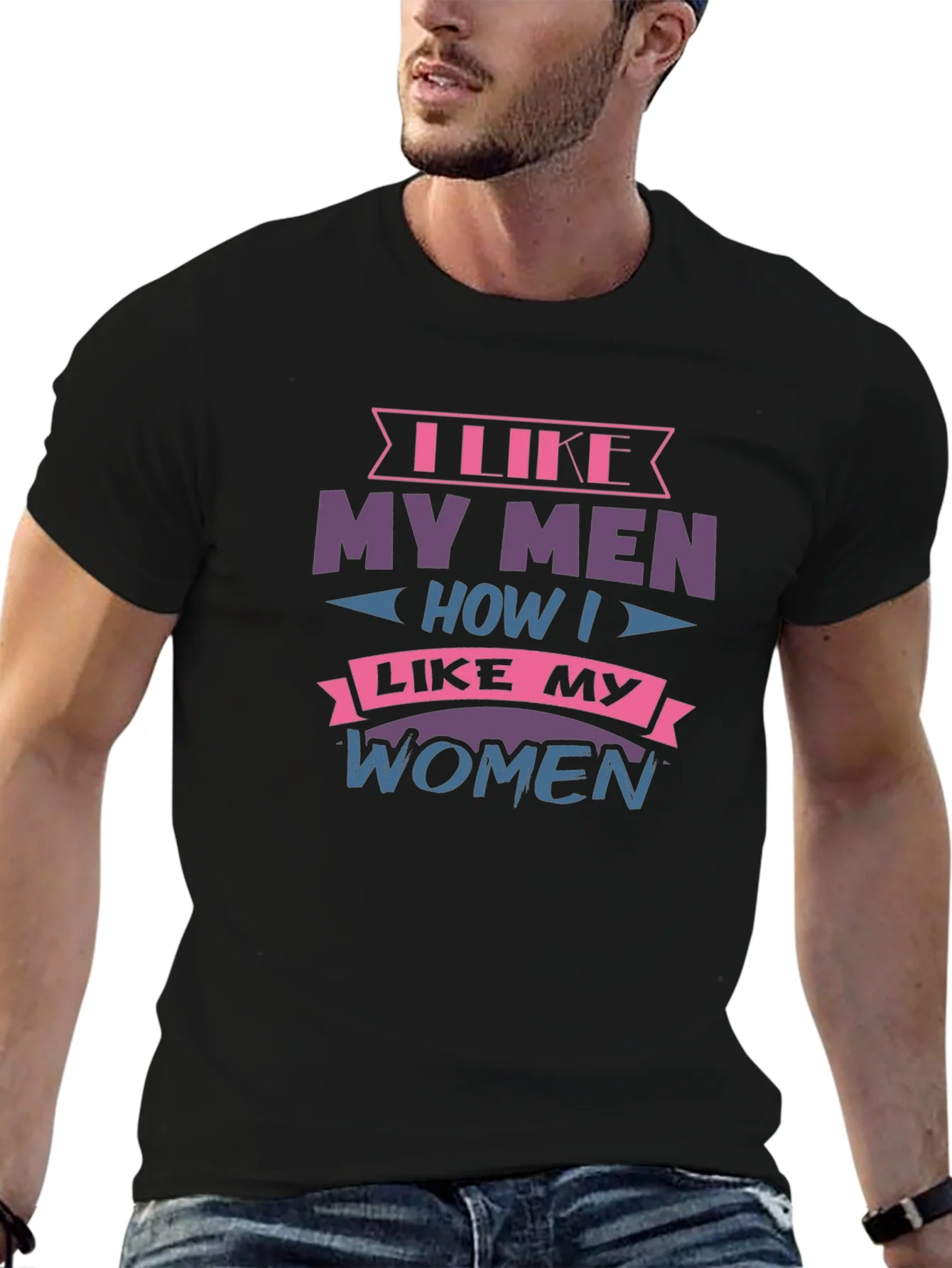 Camiseta Negra con Dise?o I Like My Men