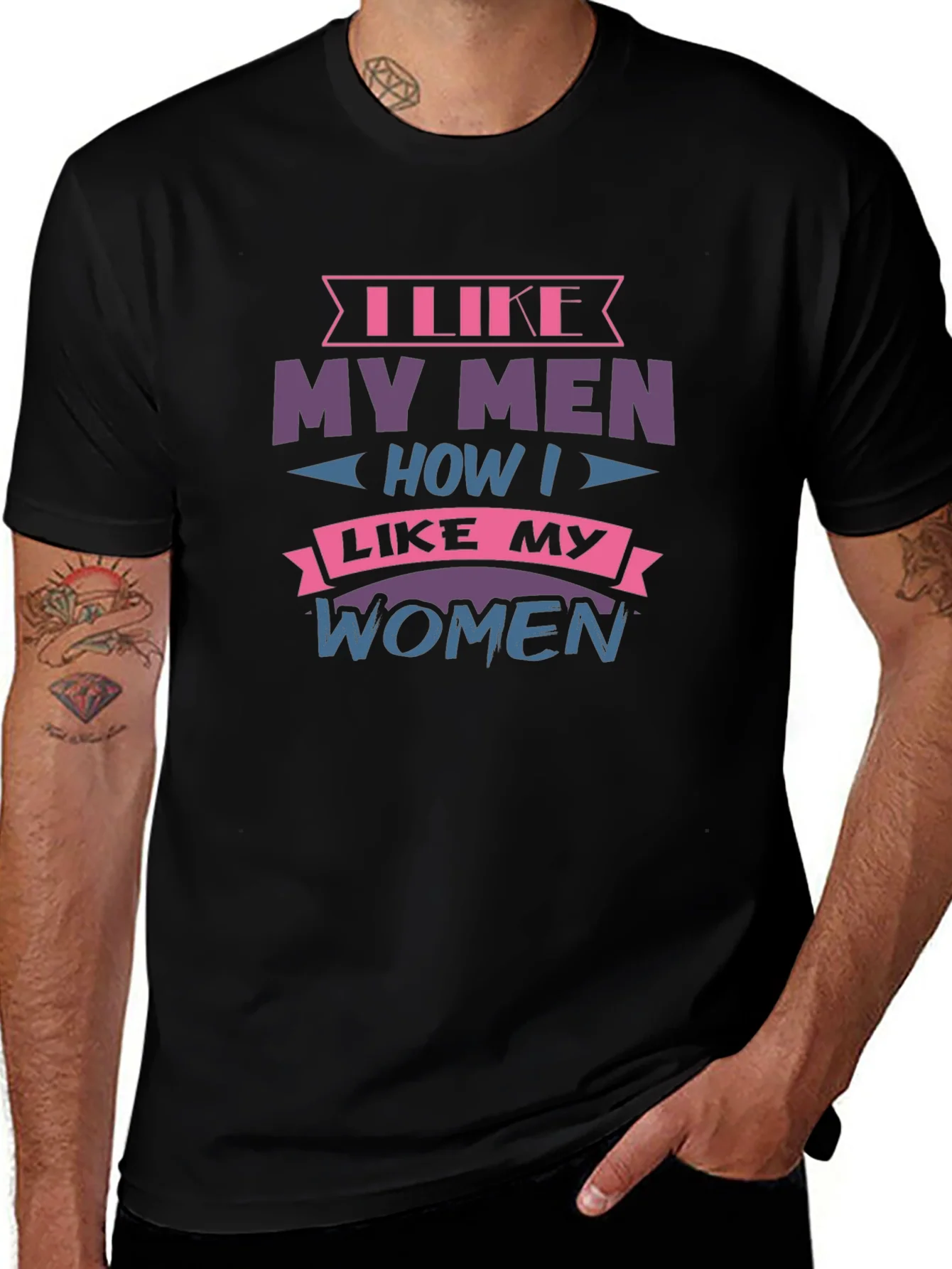 Camiseta Negra con Dise?o I Like My Men