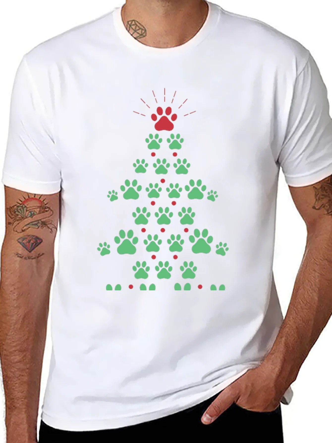 Rebbecca Festive Paw Print Christmas Tree T-Shirt