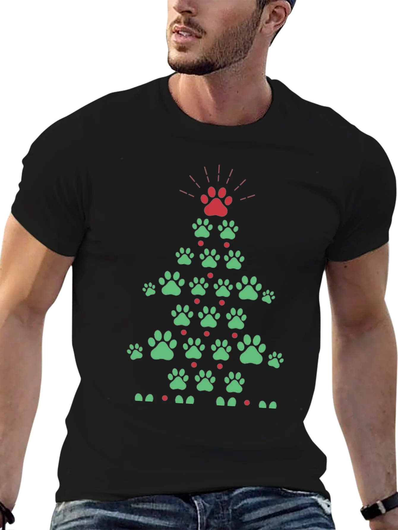 Rebbecca Festive Paw Print Christmas Tree T-Shirt