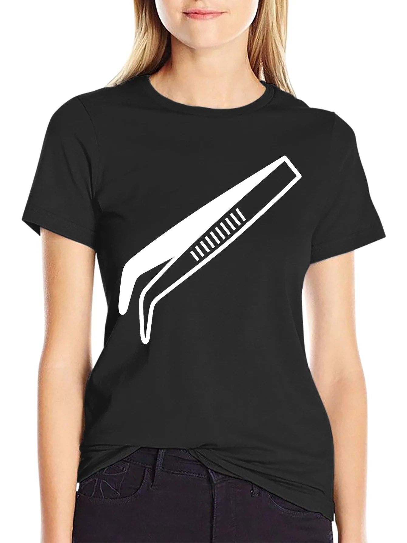 Rebbecca Cool Tweezers Graphic Tee - Black Cotton T-Shirt