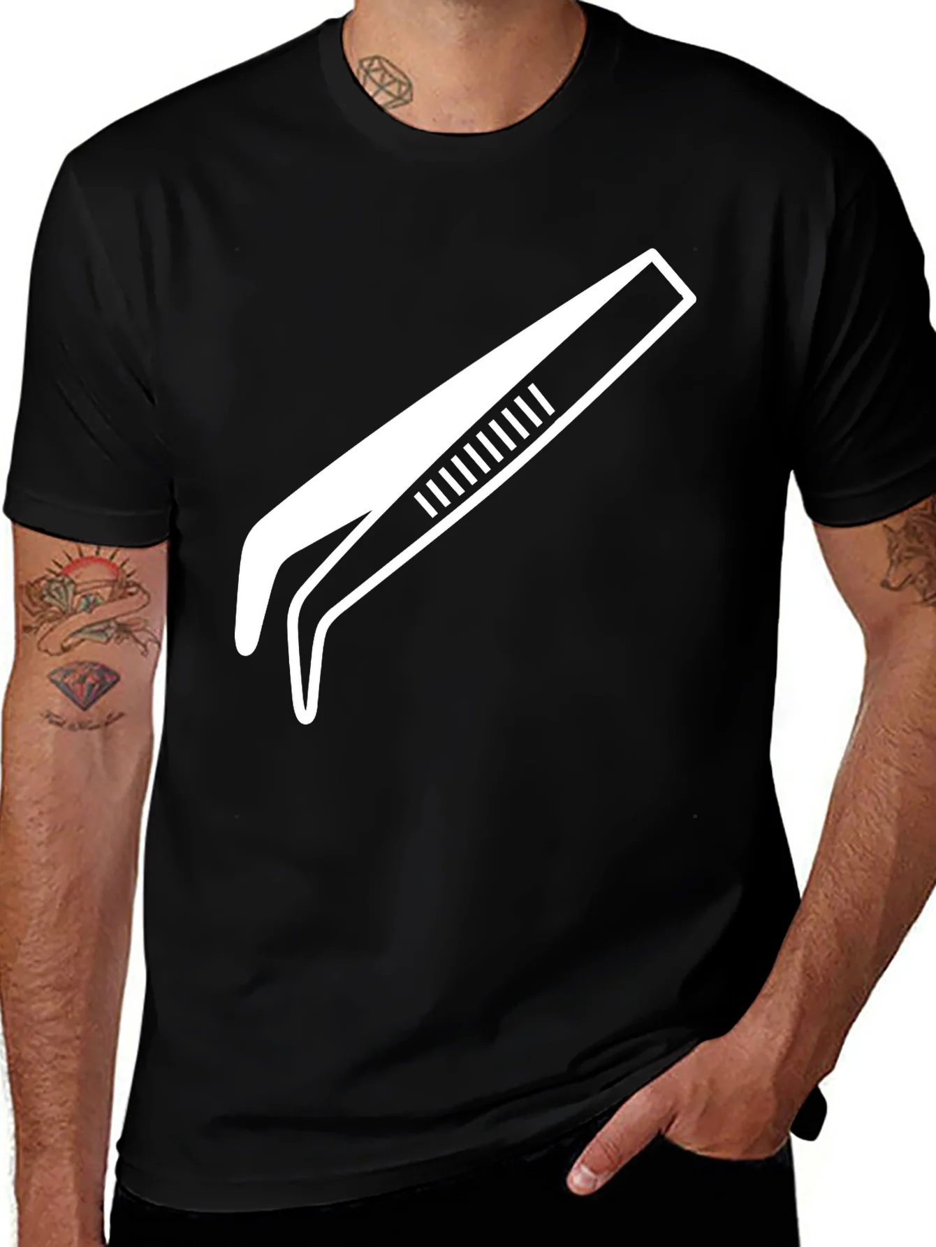 Rebbecca Cool Tweezers Graphic Tee - Black Cotton T-Shirt