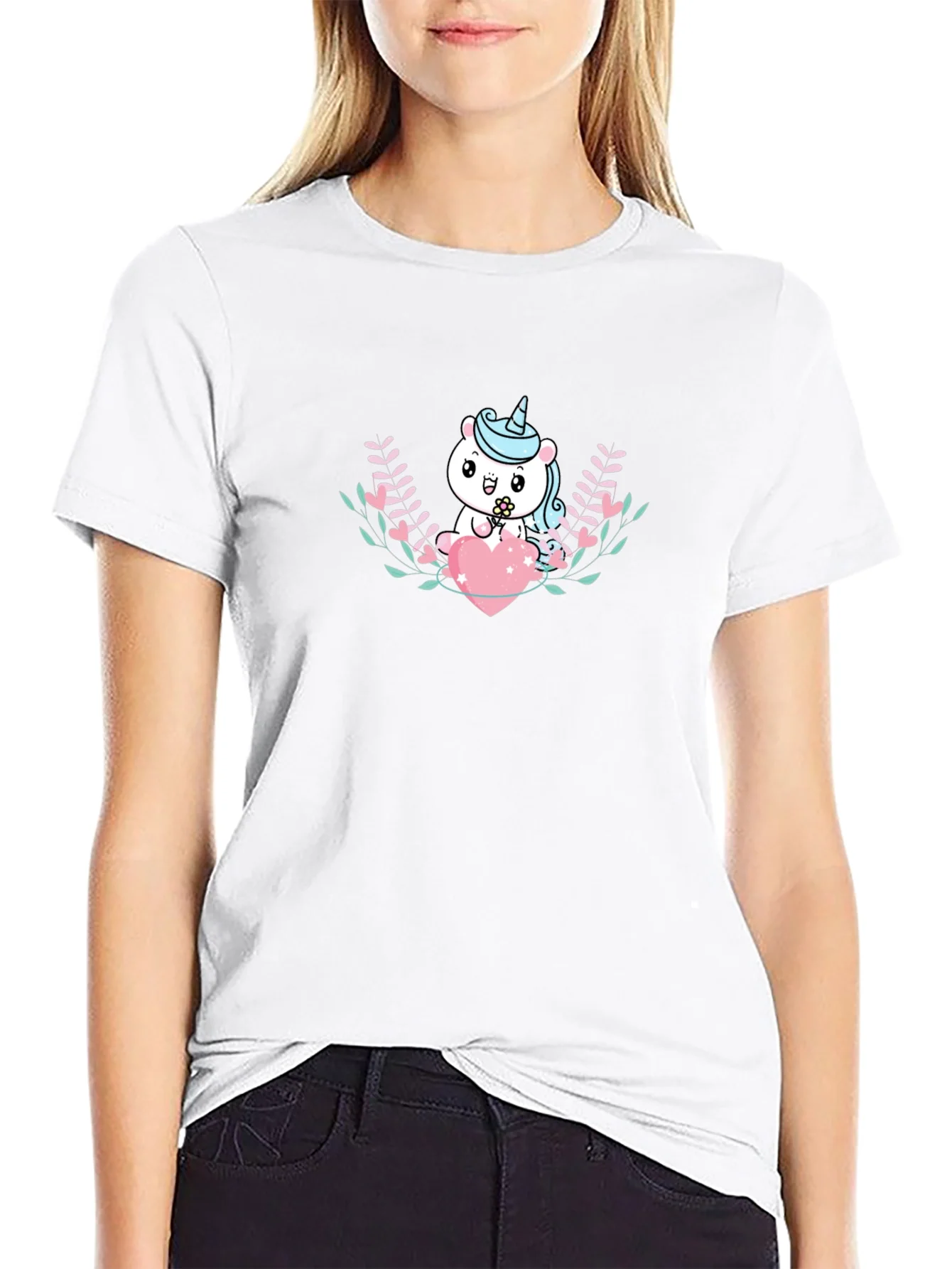 Rebbecca Cute Unicorn Heart Graphic T-Shirt