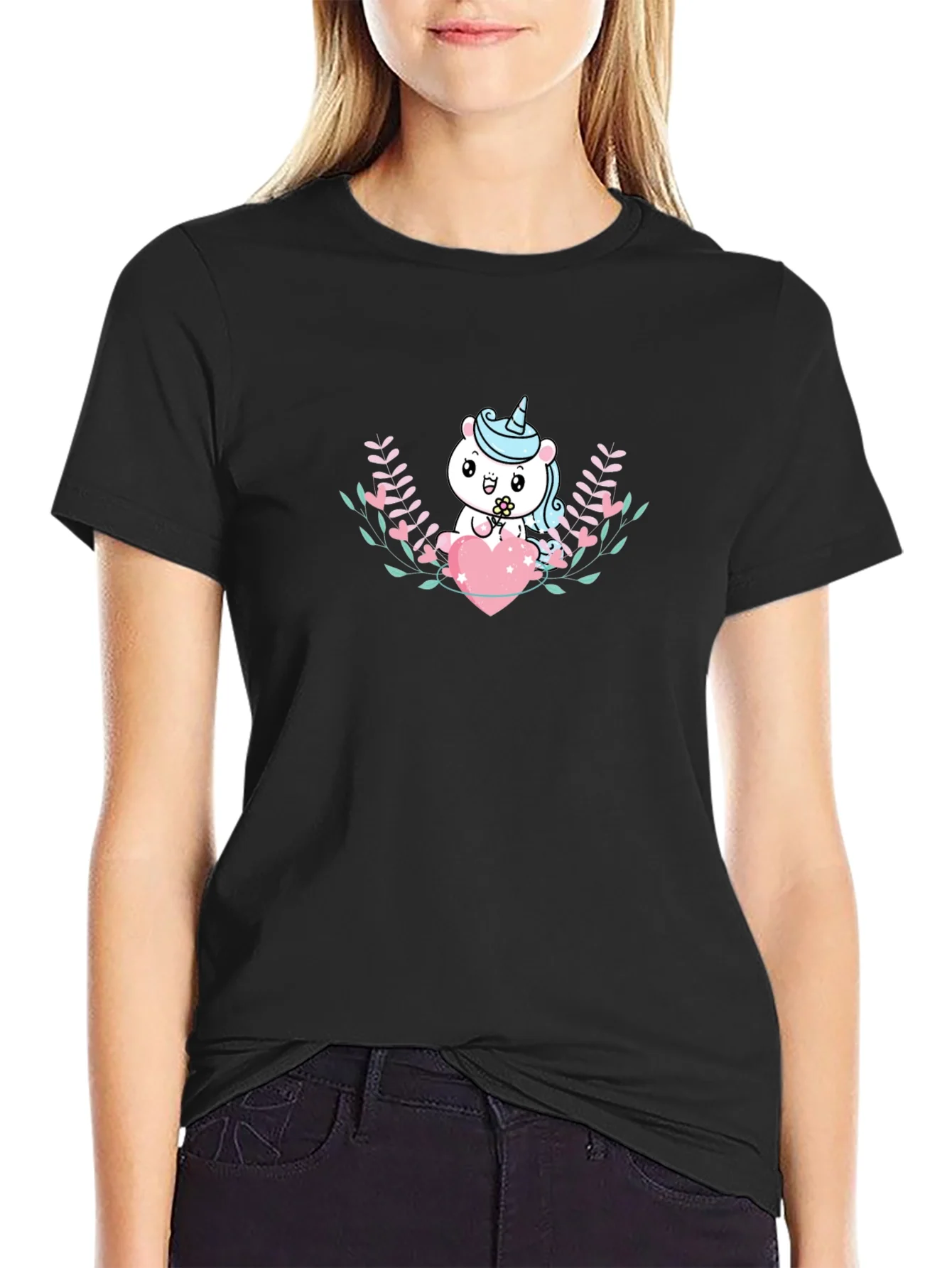 Rebbecca Cute Unicorn Heart Graphic T-Shirt