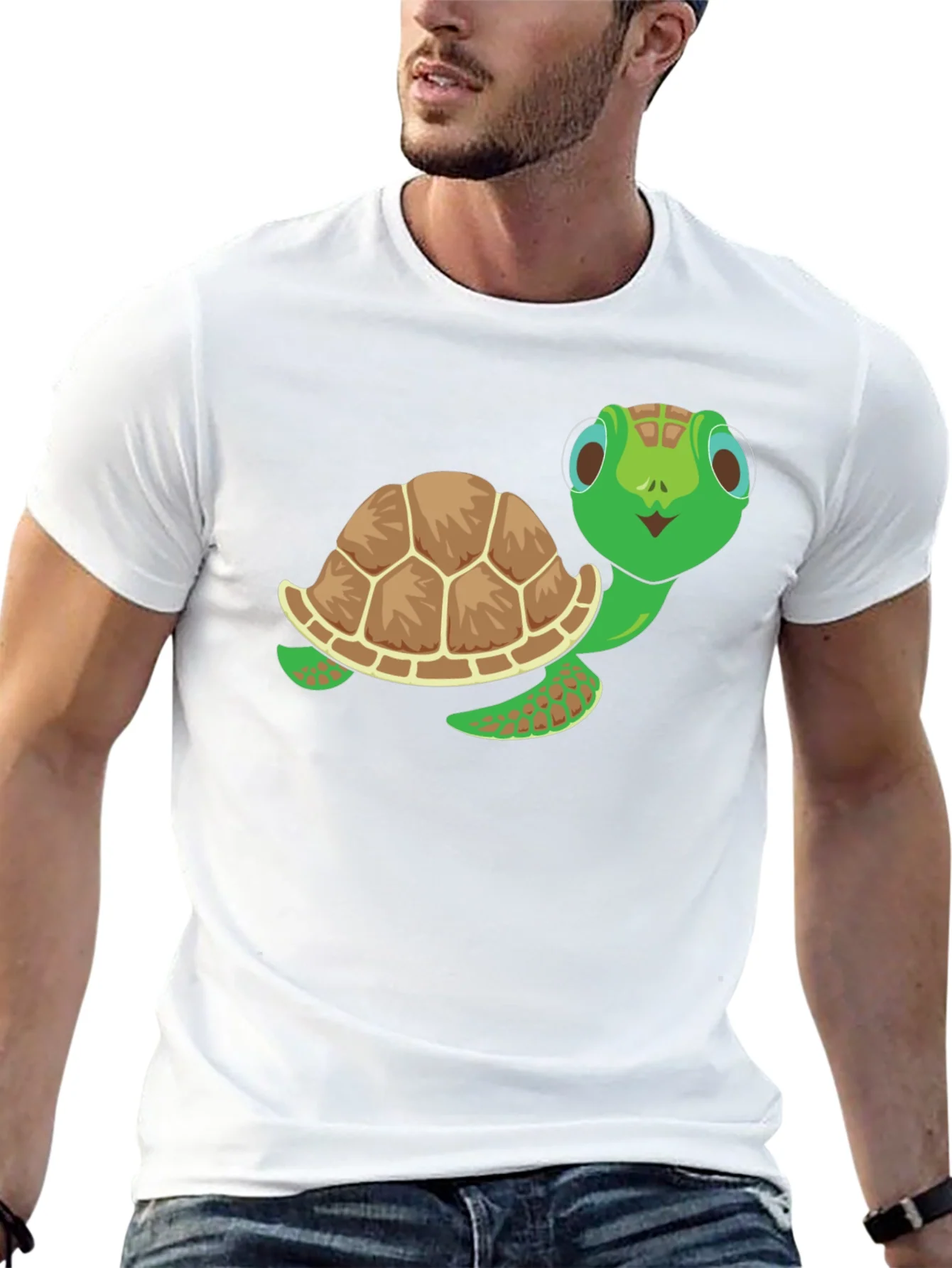 Camiseta Negra con Dise?o de Tortuga Amigable