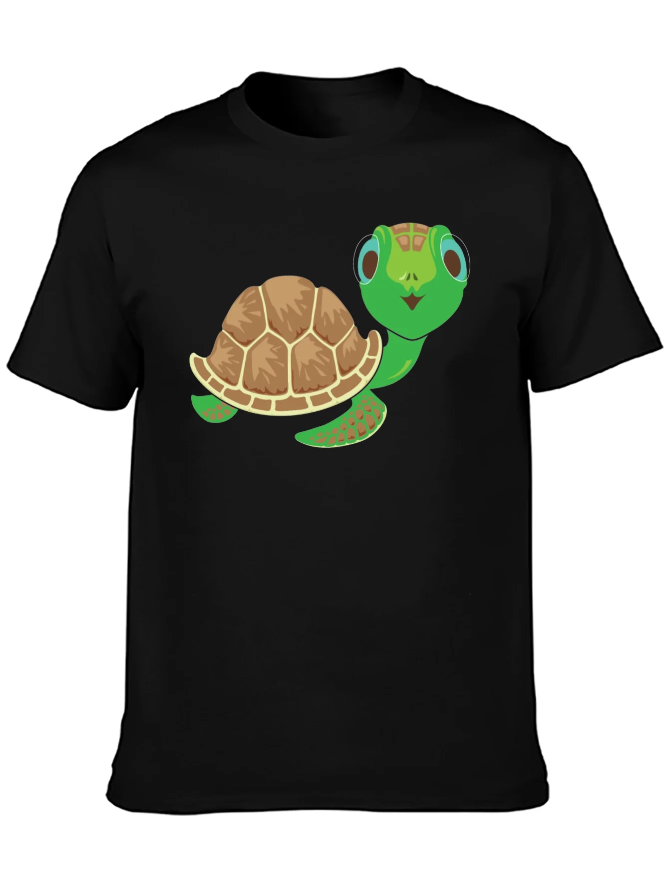 Camiseta Negra con Dise?o de Tortuga Amigable