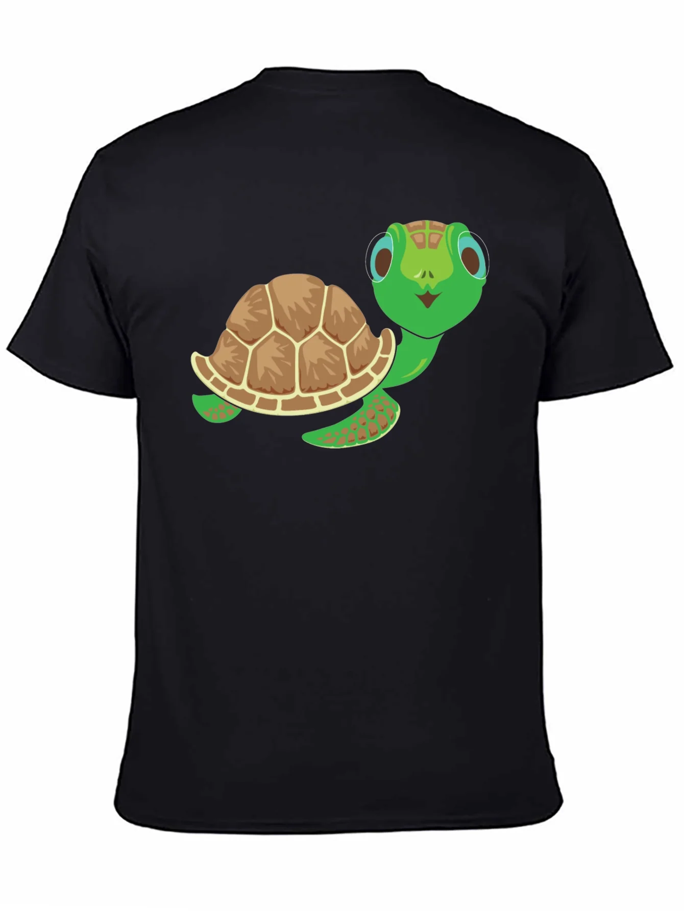 Camiseta Negra con Dise?o de Tortuga Amigable
