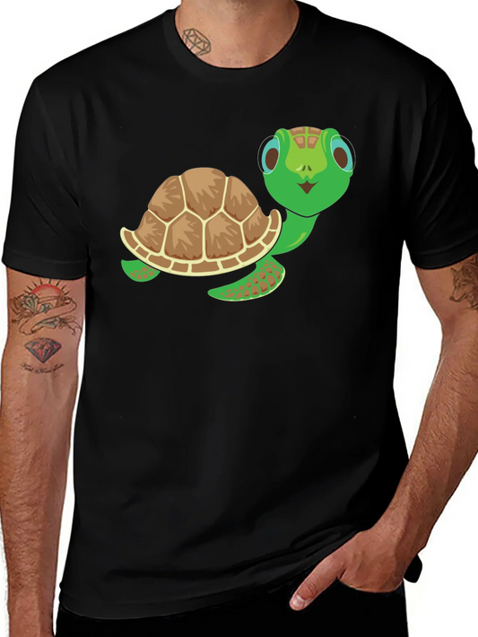 Camiseta Negra con Dise?o de Tortuga Amigable
