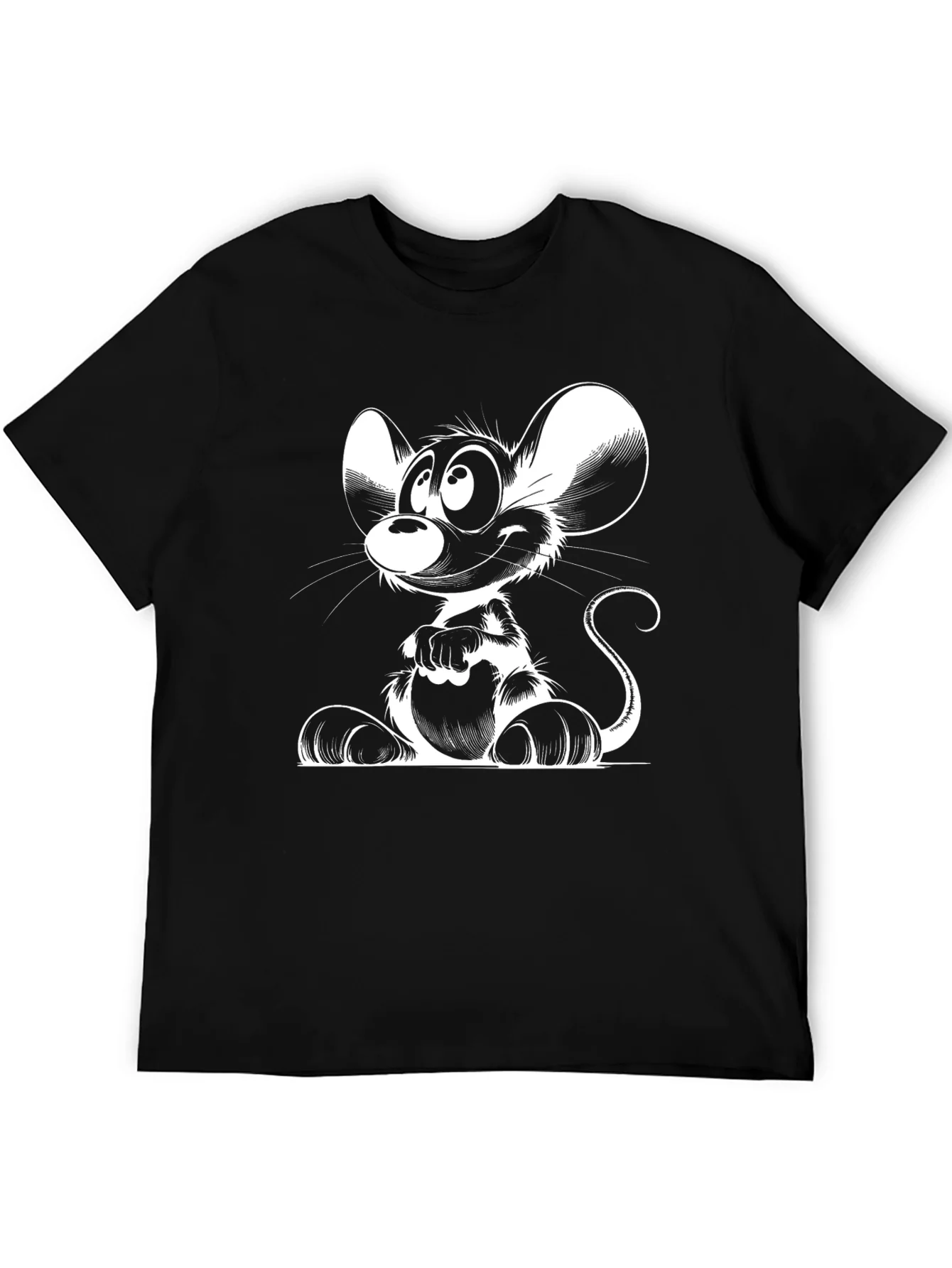 Rebbecca Cartoon Mouse Graphic Black T-Shirt