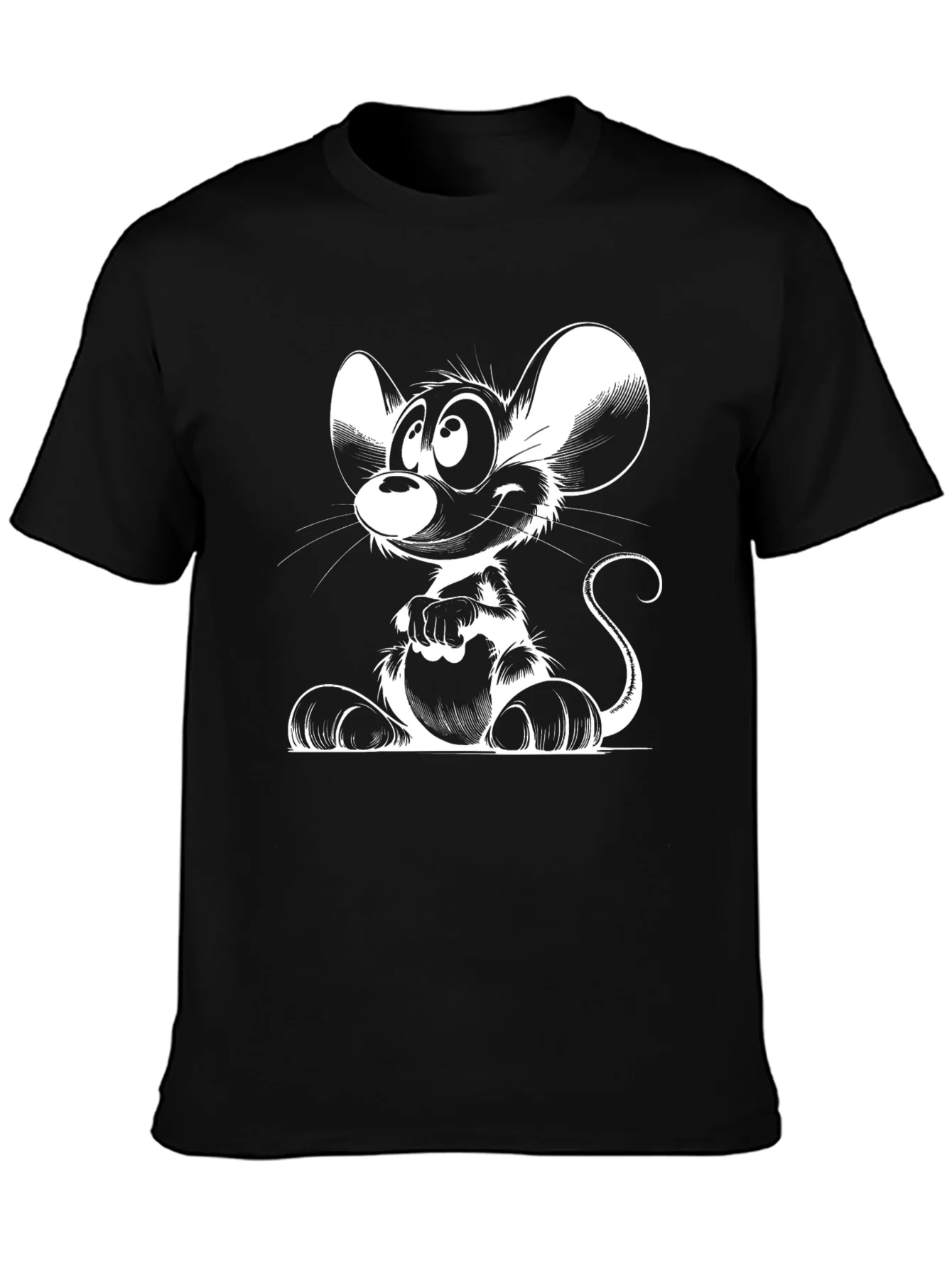 Rebbecca Cartoon Mouse Graphic Black T-Shirt