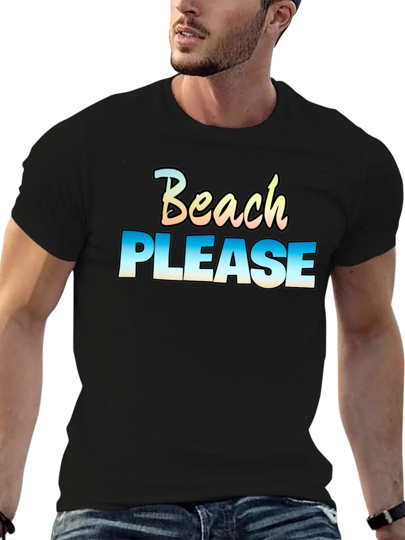 Camiseta Negra Beach Please Casual