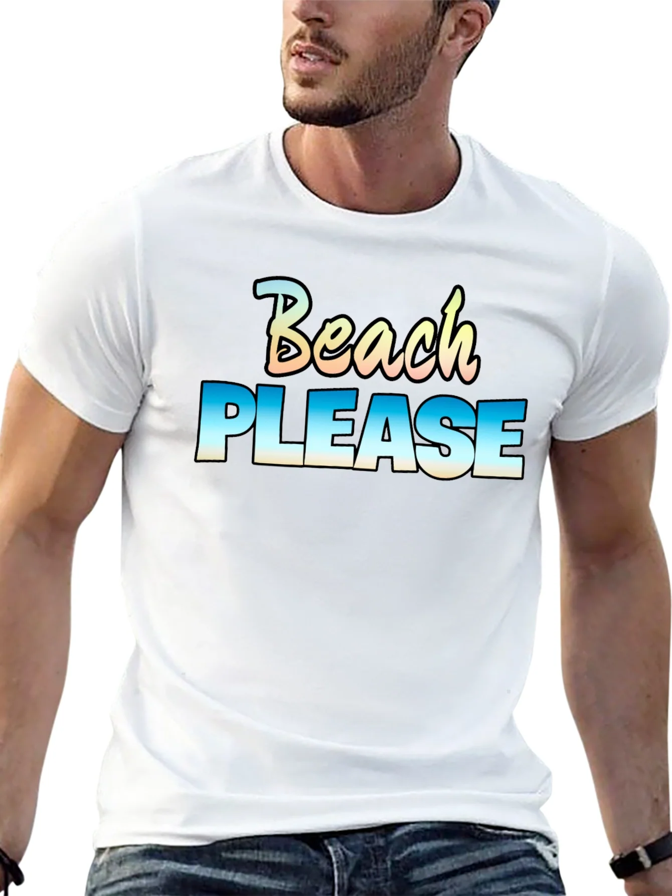 Camiseta Negra Beach Please Casual