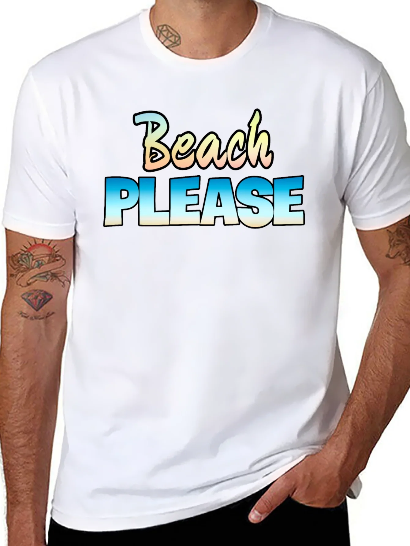 Camiseta Negra Beach Please Casual