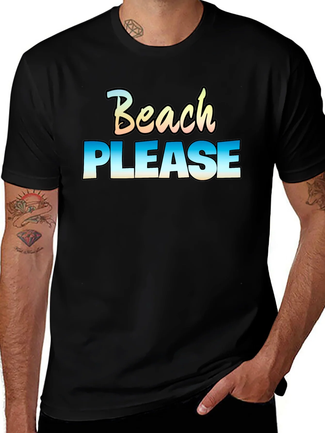 Camiseta Negra Beach Please Casual