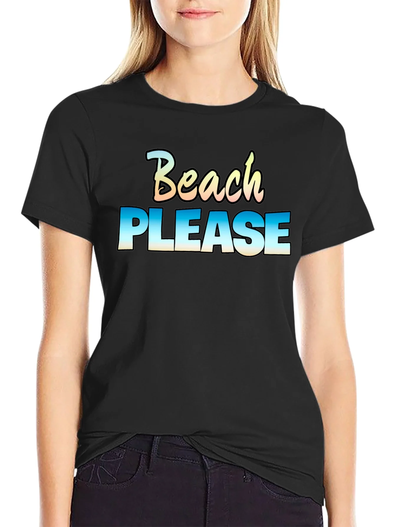 Camiseta Negra Beach Please Casual