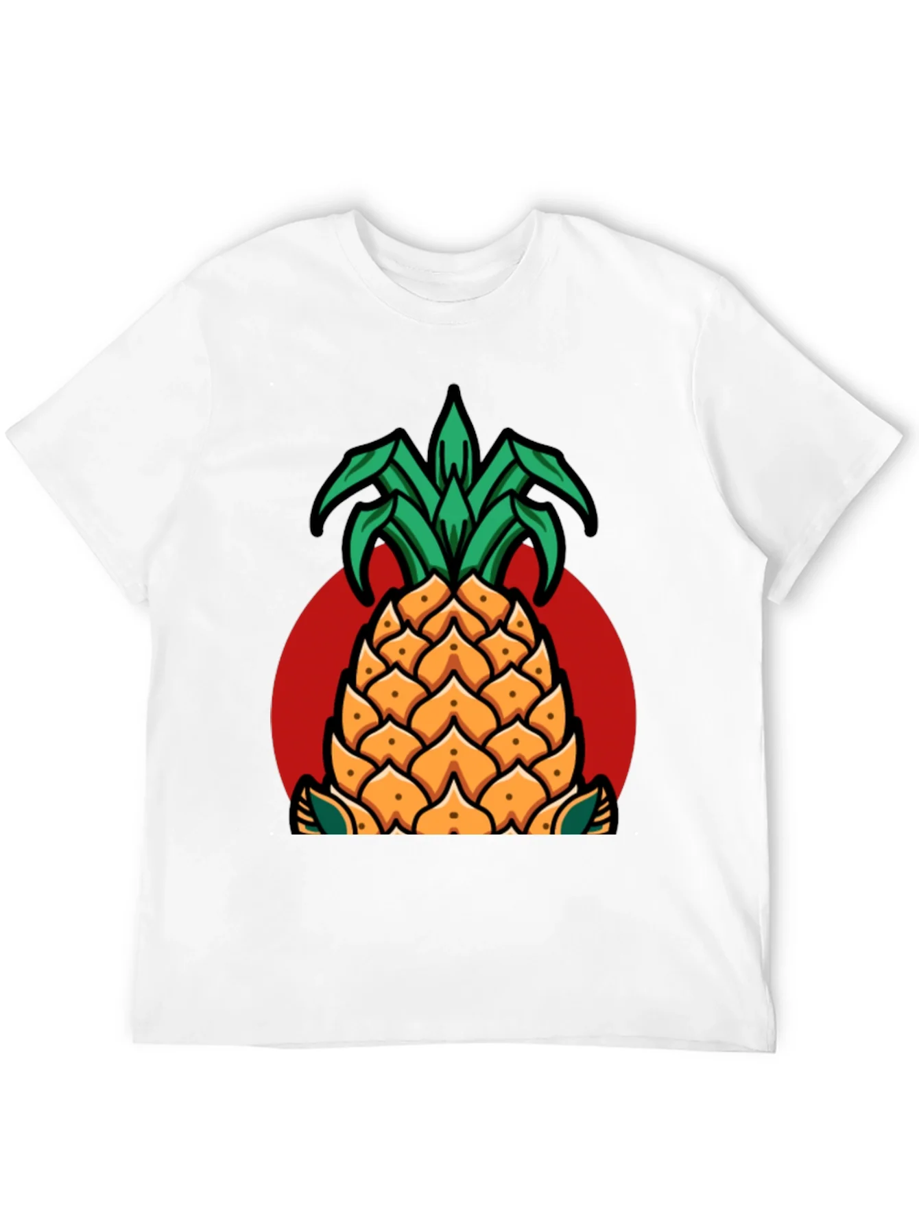 Camiseta Negra con Dise?o de Pi?a Tropical