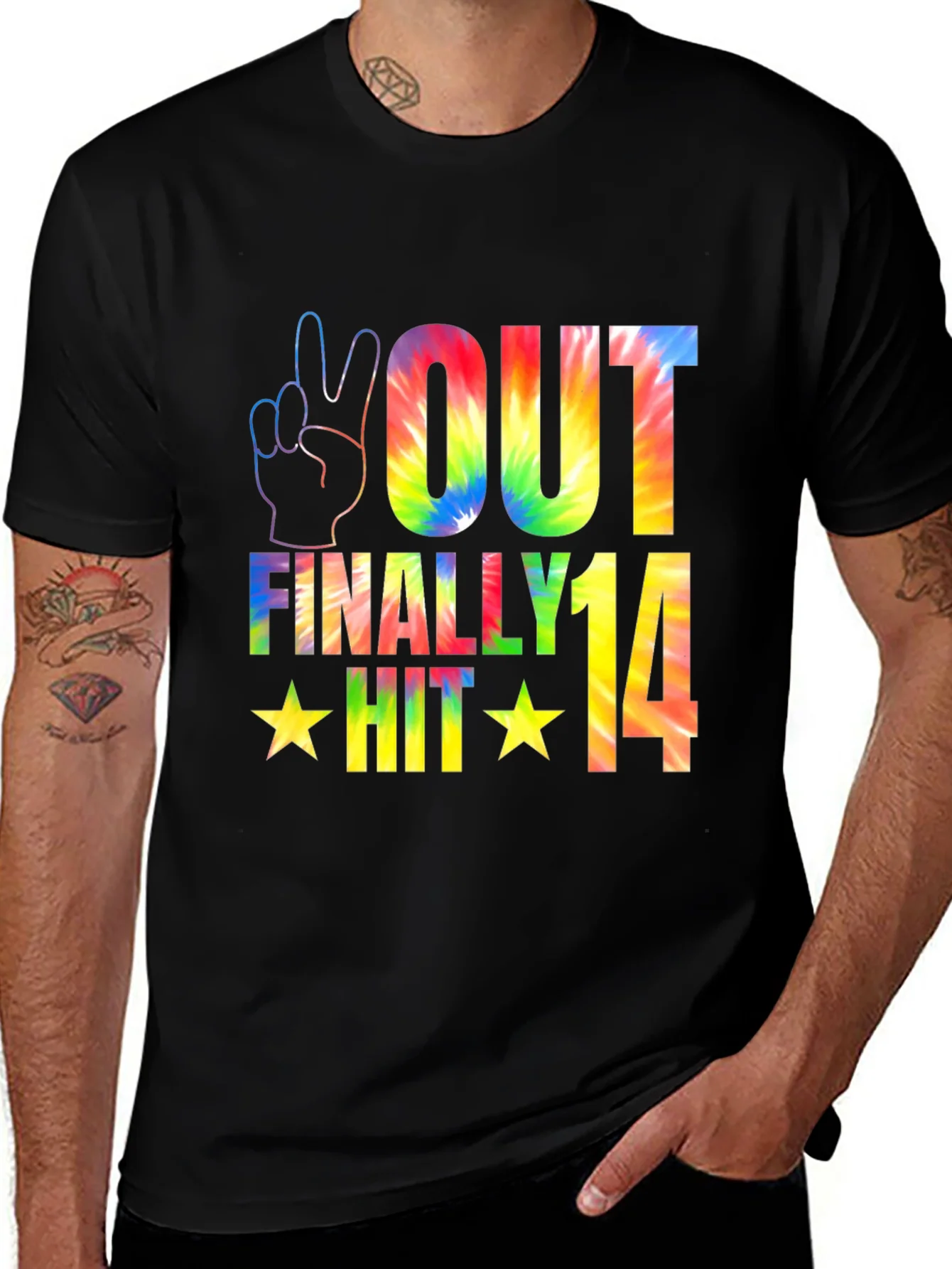 Rebbecca Peace Out Finally Hit 14 Tie-Dye Graphic Tee