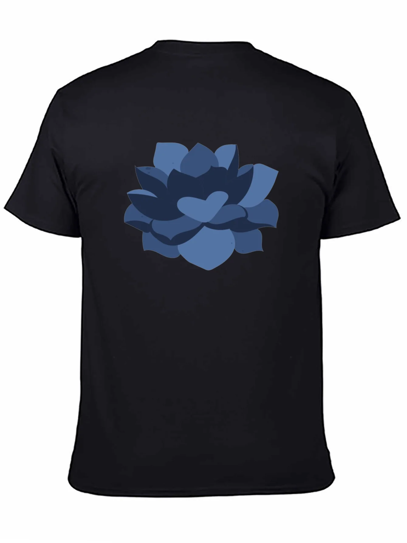Camiseta Negra con Dise?o Floral Azul