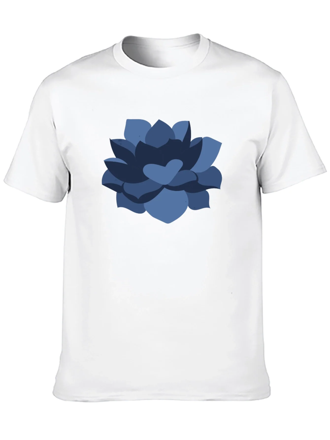 Camiseta Negra con Dise?o Floral Azul