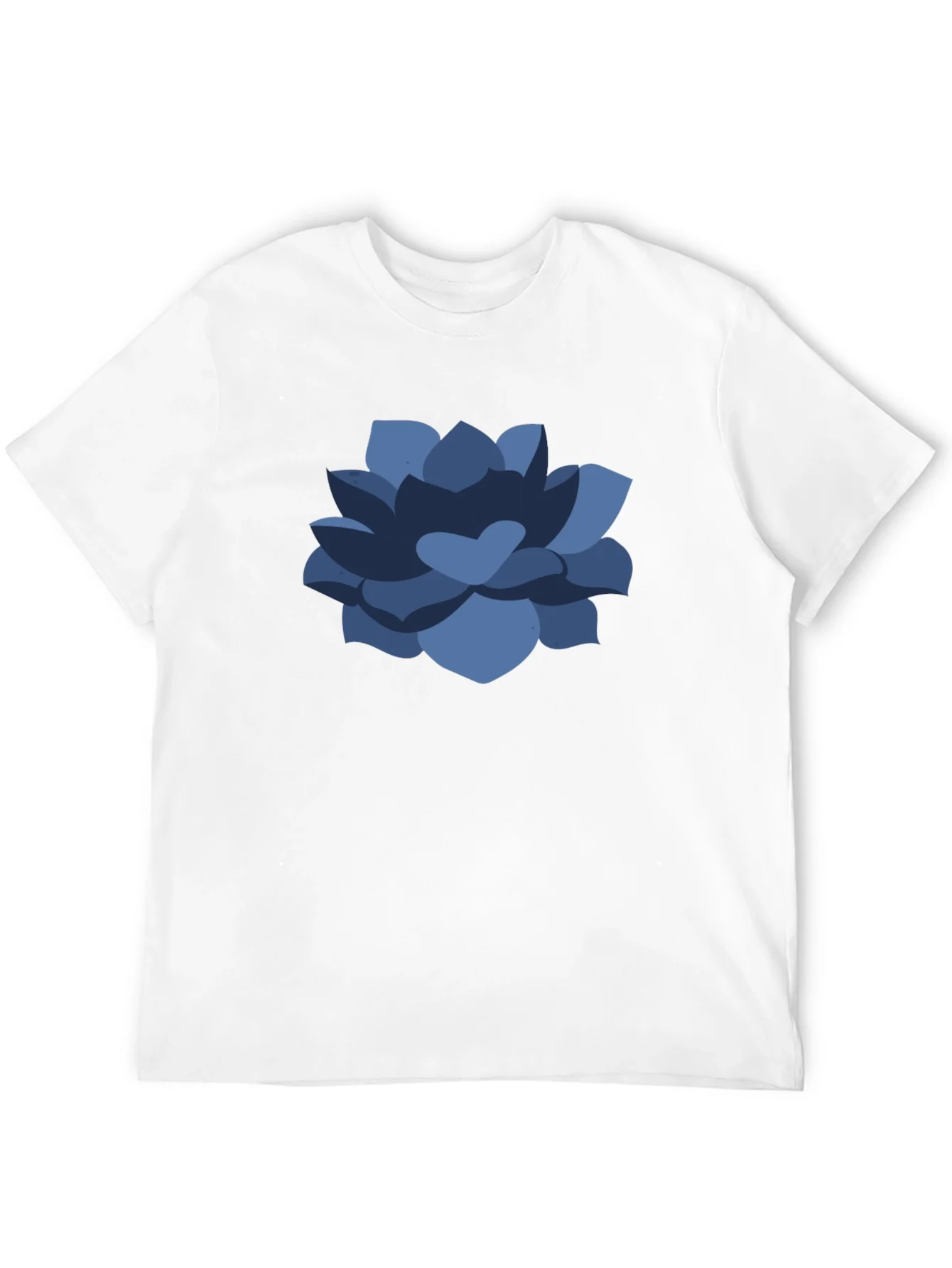 Camiseta Negra con Dise?o Floral Azul