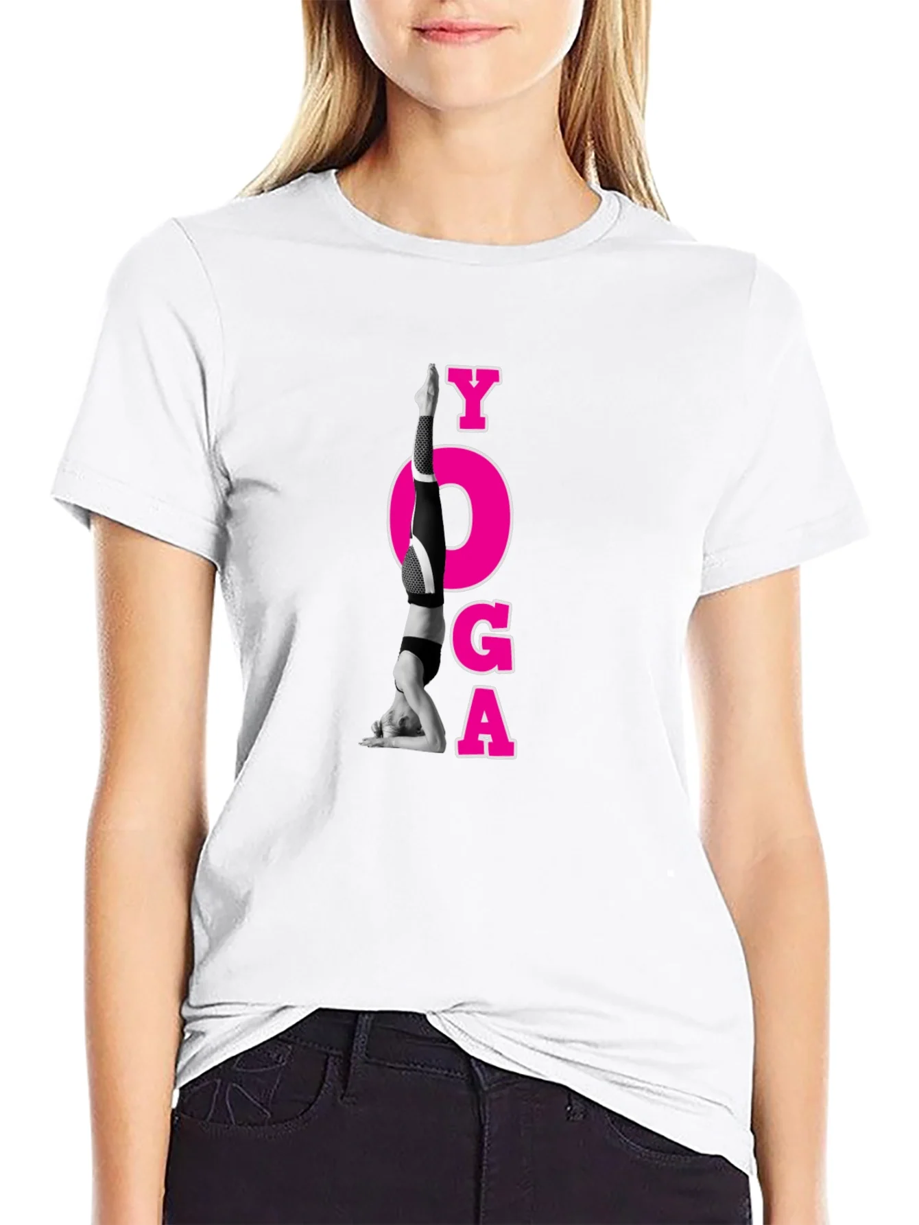Camiseta Negra con Dise?o de Yoga