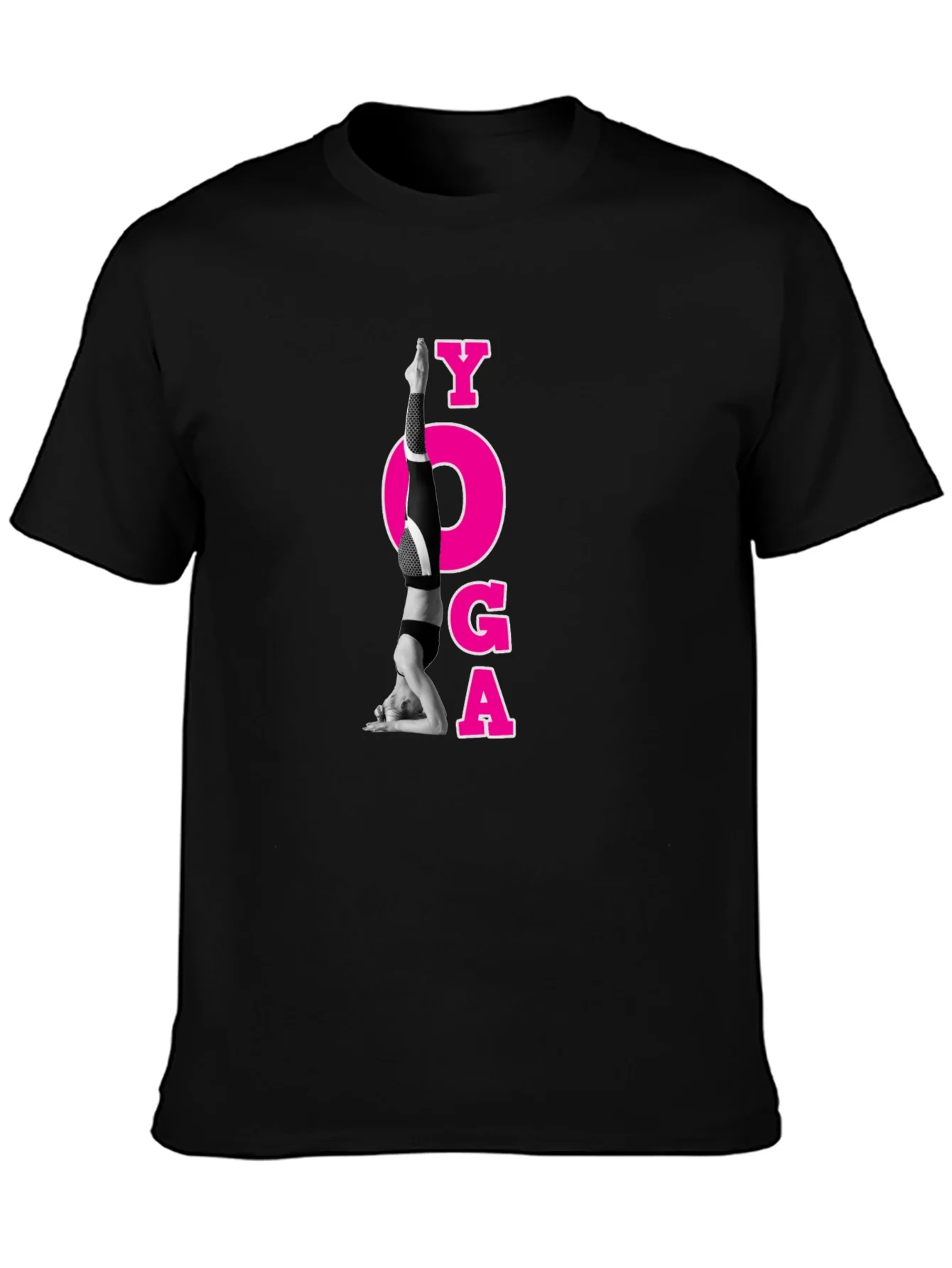 Camiseta Negra con Dise?o de Yoga