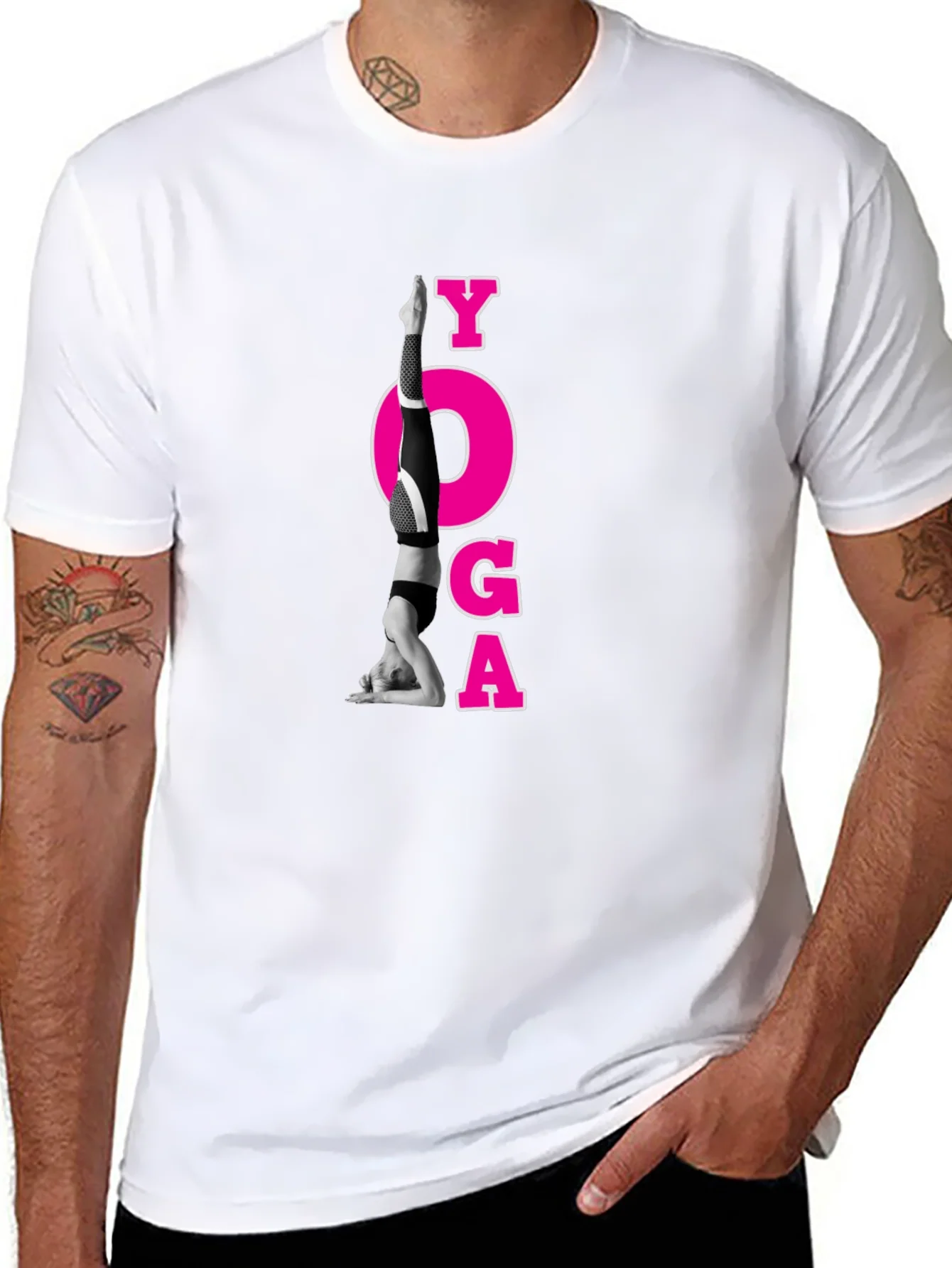 Camiseta Negra con Dise?o de Yoga
