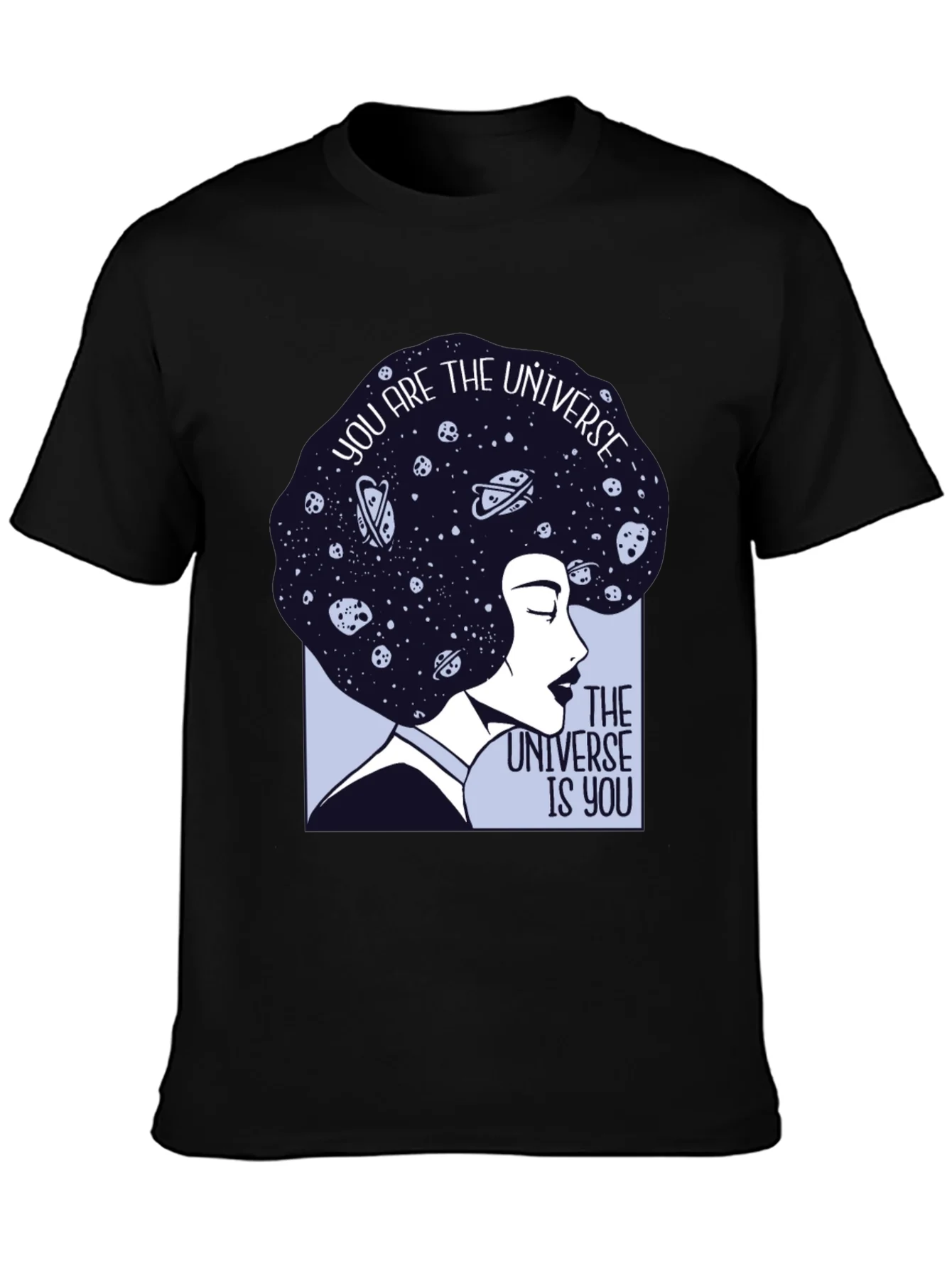 Camiseta Negra con Dise?o Universo Eres T¨²