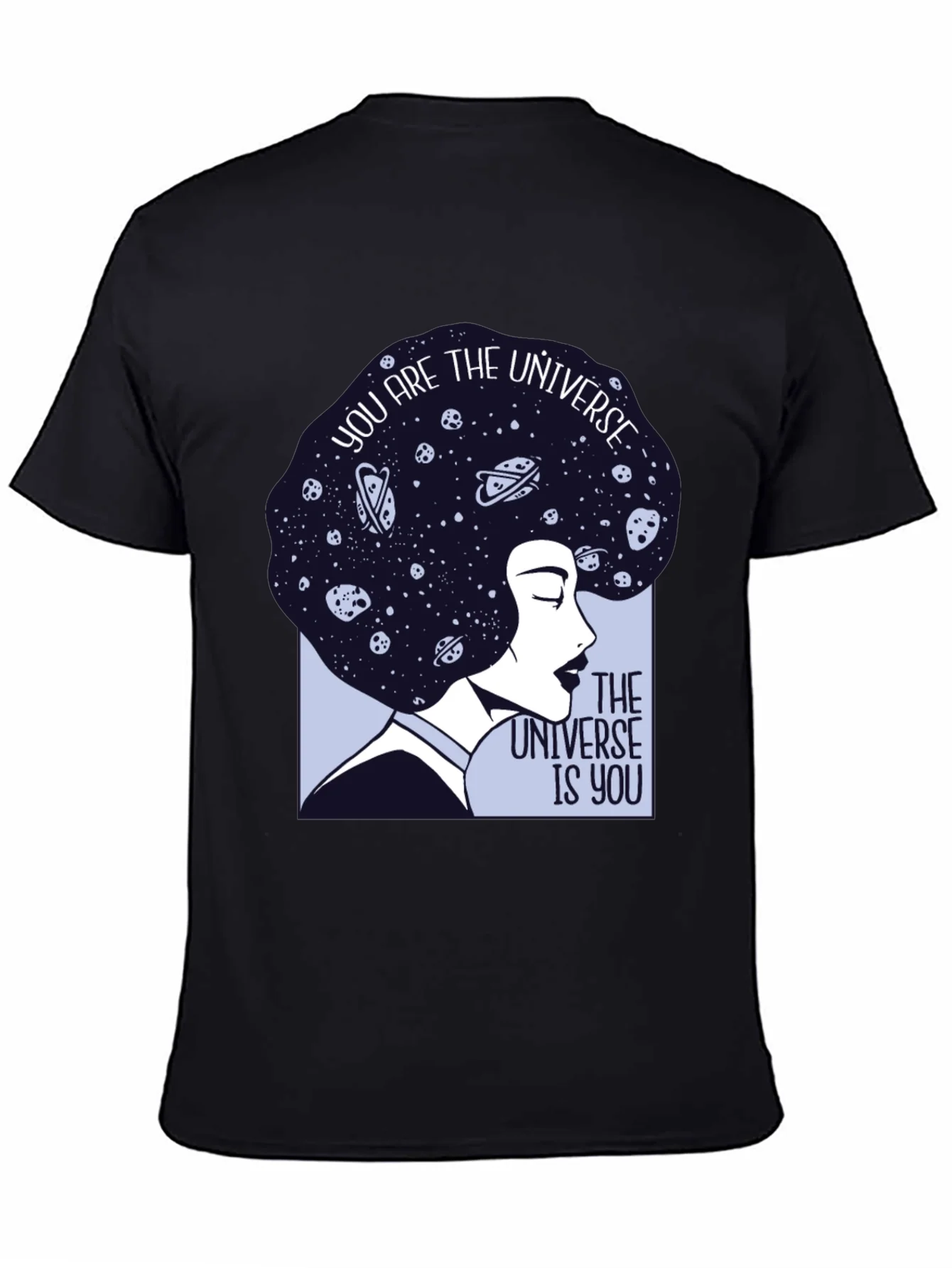 Camiseta Negra con Dise?o Universo Eres T¨²