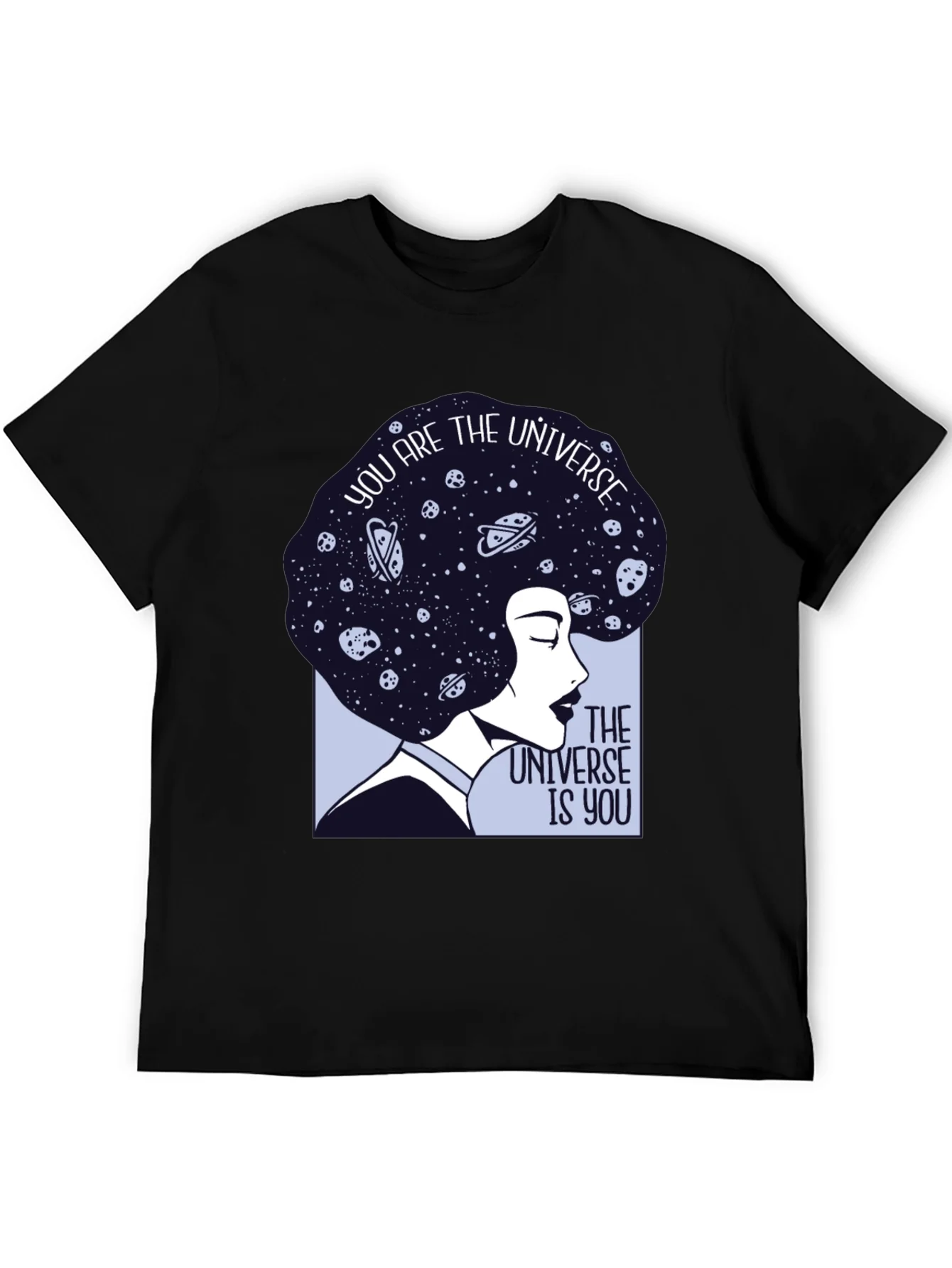 Camiseta Negra con Dise?o Universo Eres T¨²