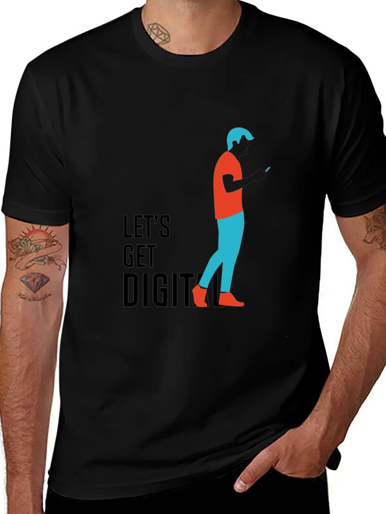 Camiseta Negra Digital para Hombre