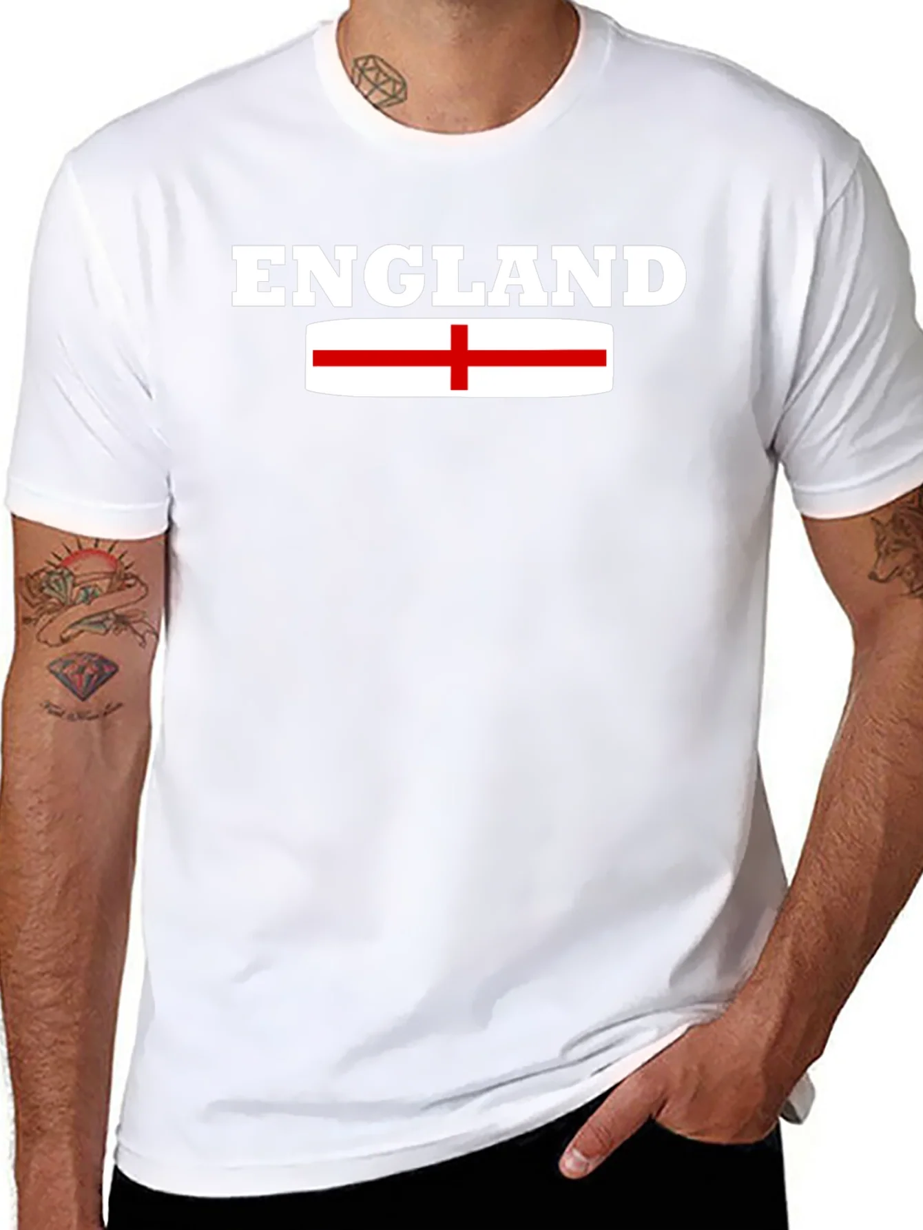 Camiseta Negra Inglaterra Bandera Inglesa Hombre