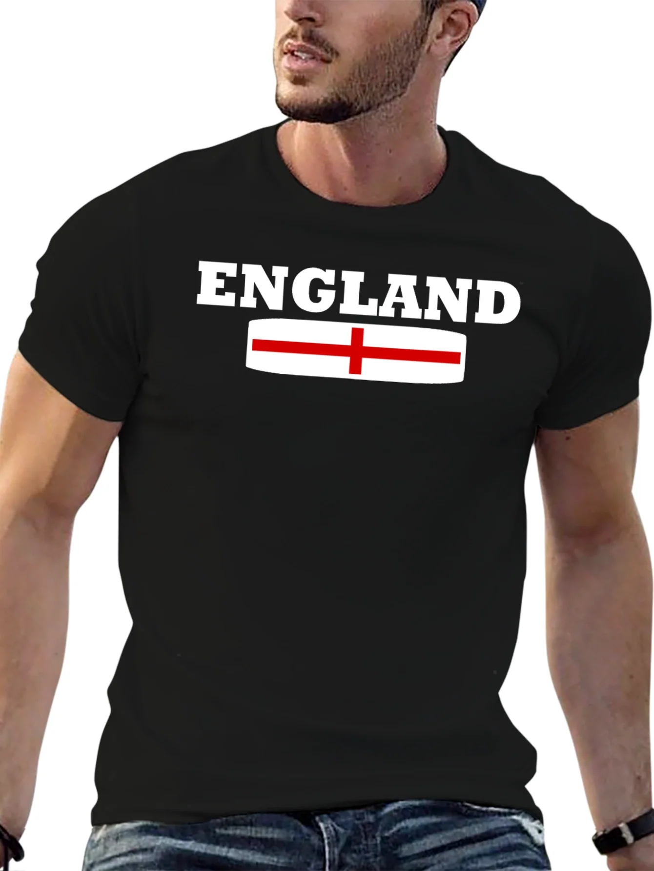 Camiseta Negra Inglaterra Bandera Inglesa Hombre
