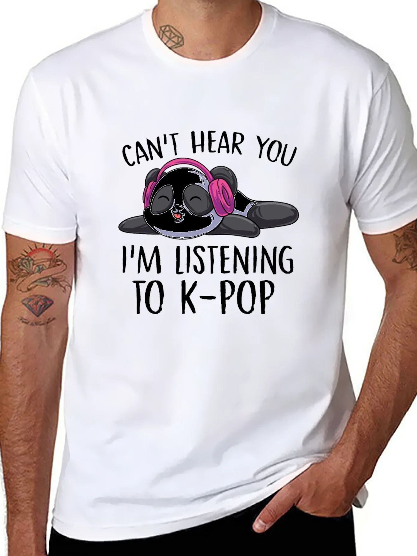 Rebbecca Cant Hear You K-Pop Panda T-Shirt
