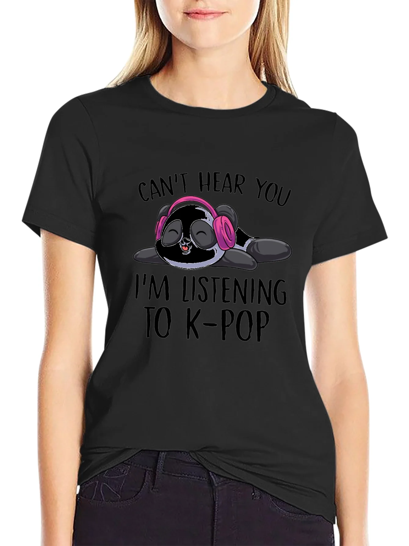 Rebbecca Cant Hear You K-Pop Panda T-Shirt
