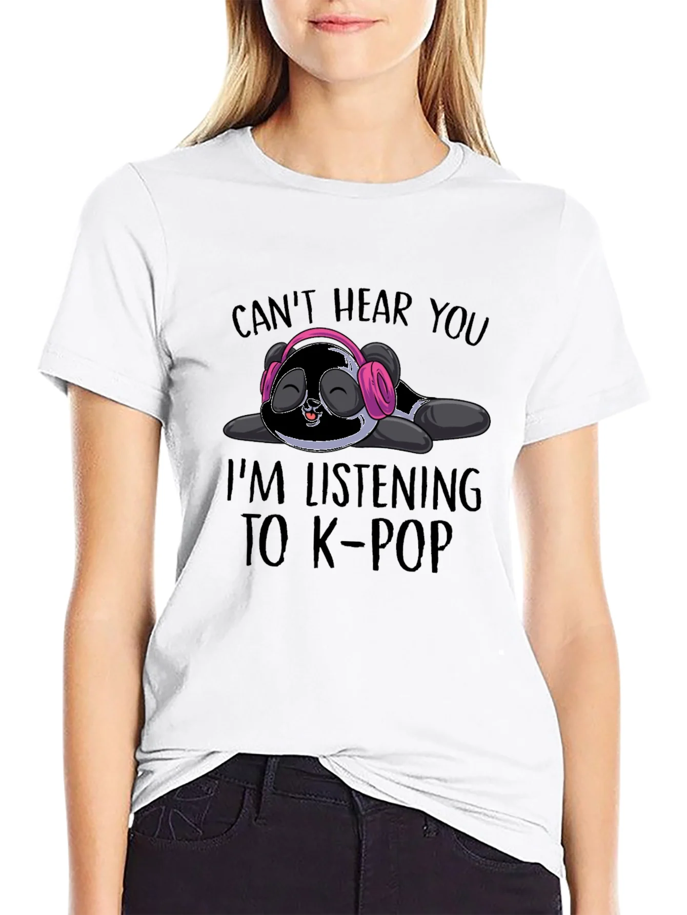 Rebbecca Cant Hear You K-Pop Panda T-Shirt