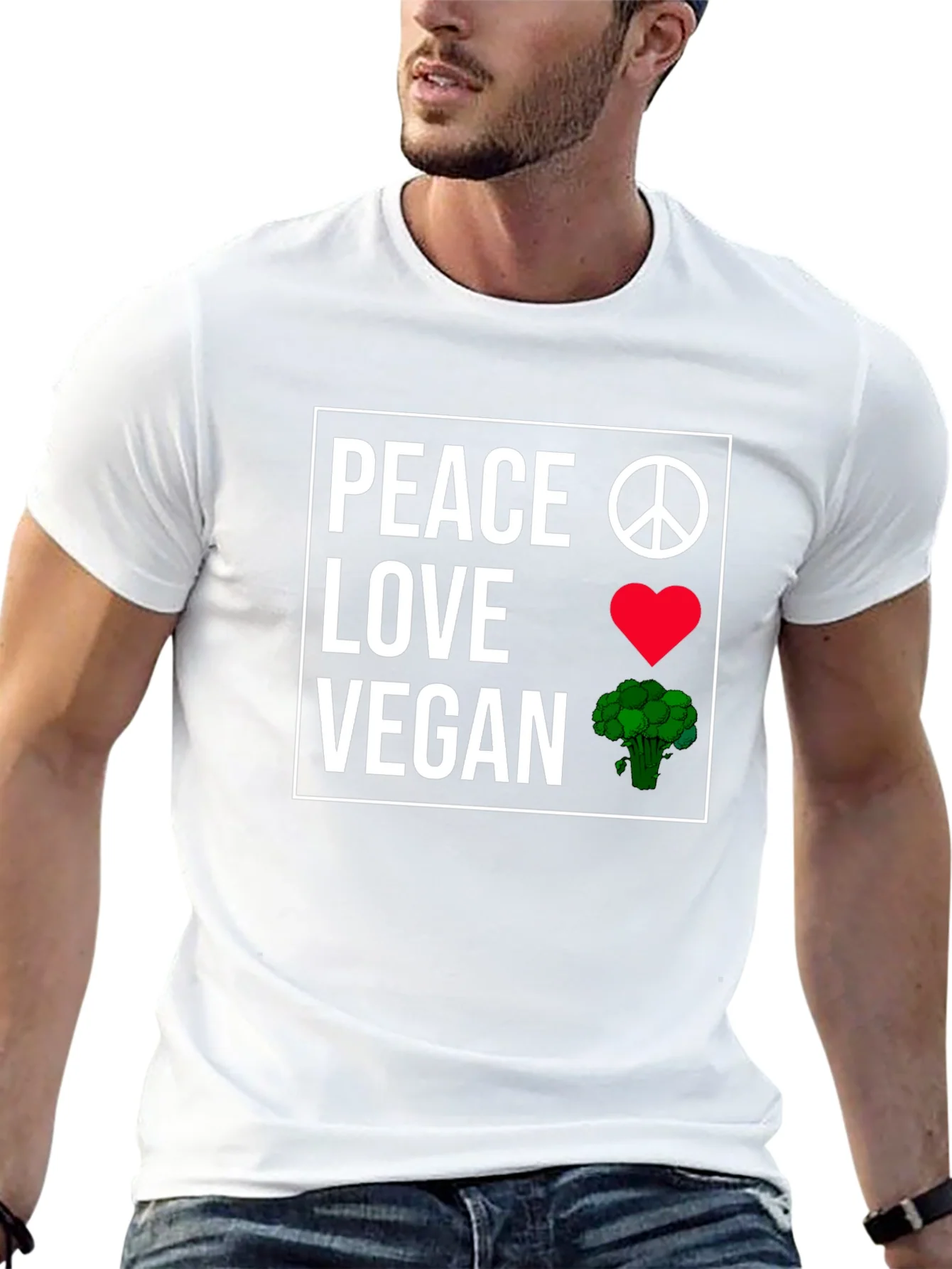 Camiseta Vegana: Paz Amor y Br¨®coli