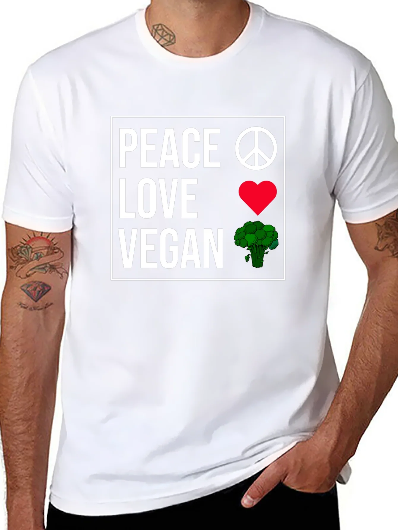 Camiseta Vegana: Paz Amor y Br¨®coli