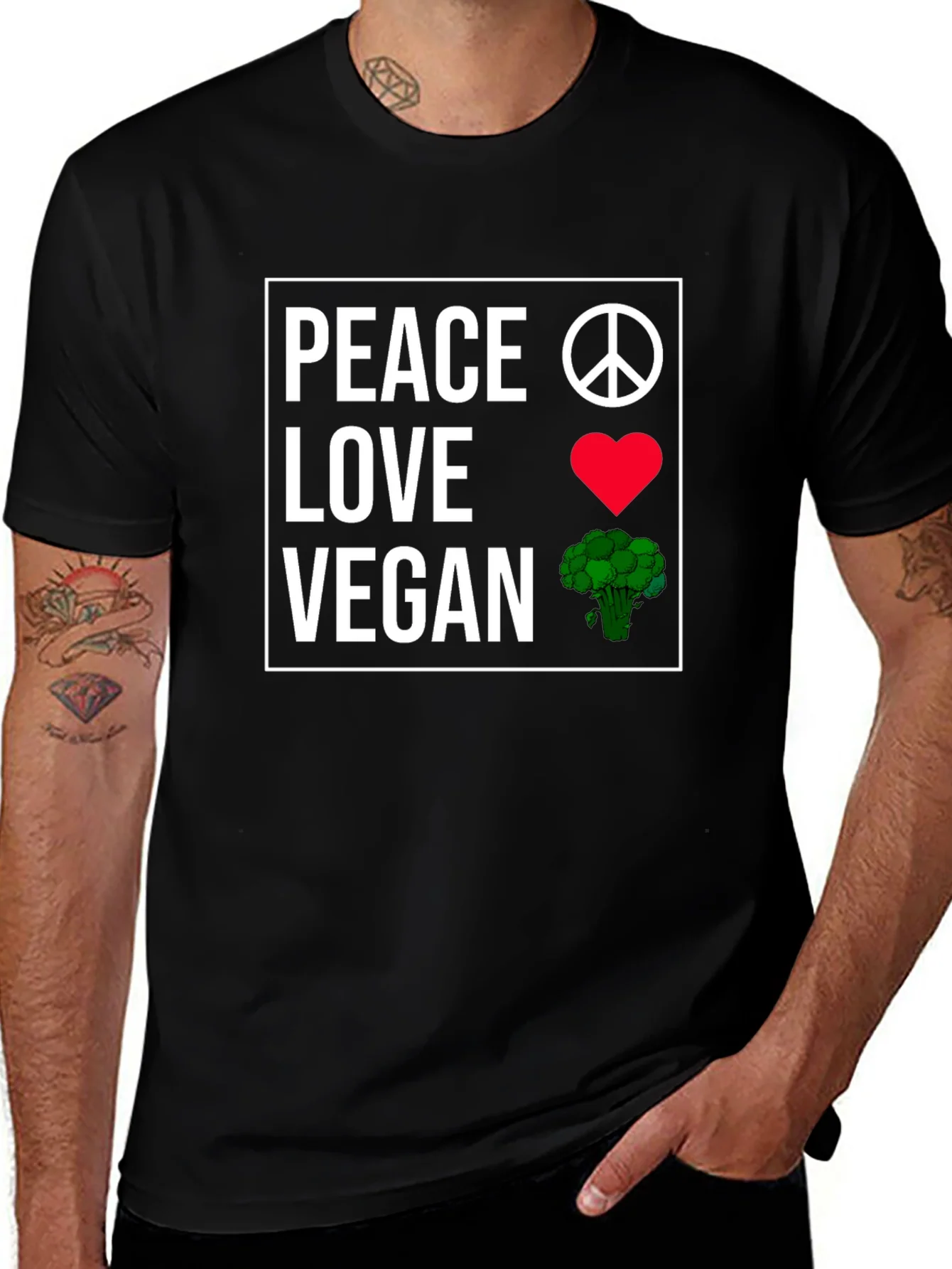 Camiseta Vegana: Paz Amor y Br¨®coli