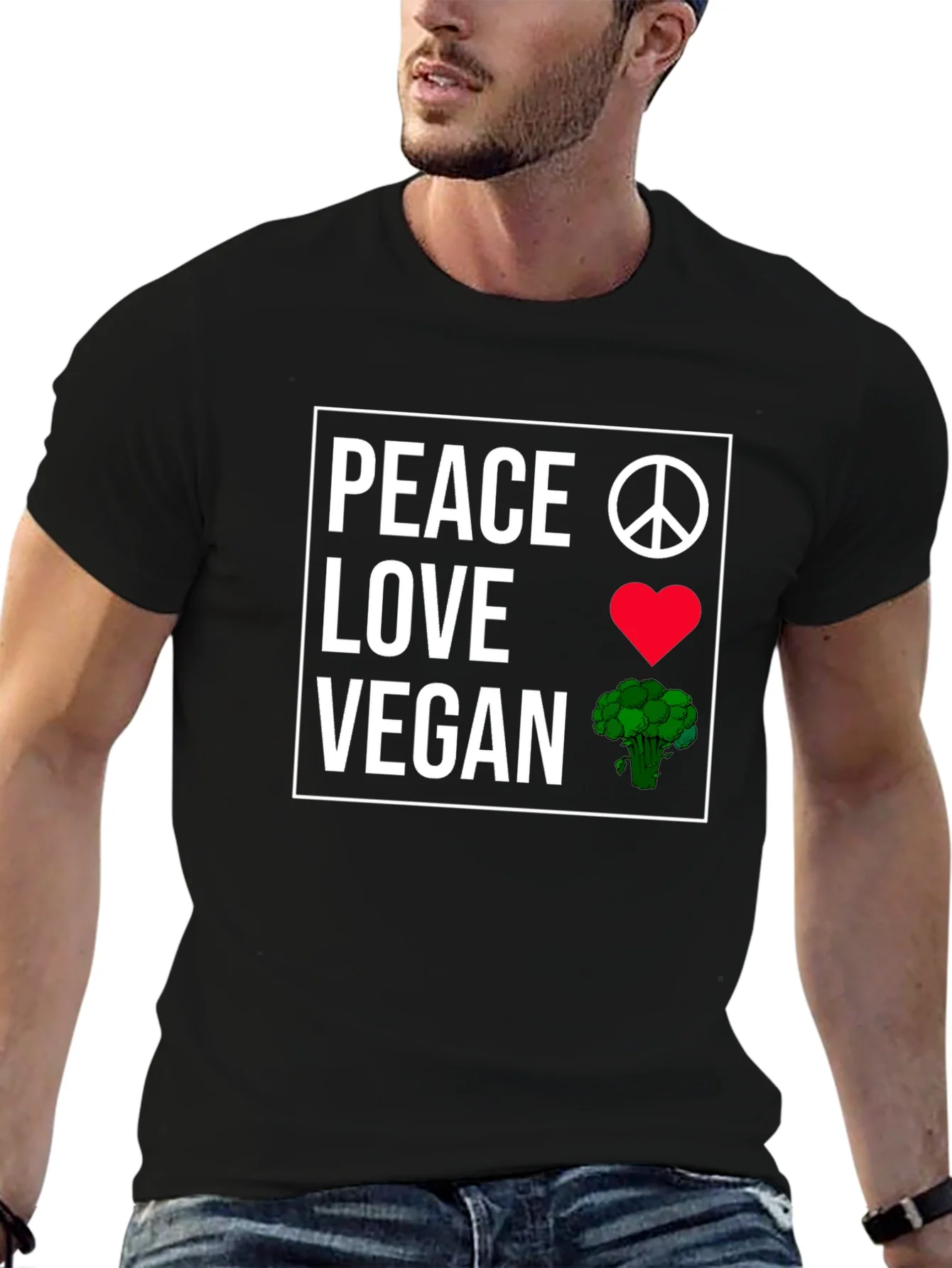 Camiseta Vegana: Paz Amor y Br¨®coli